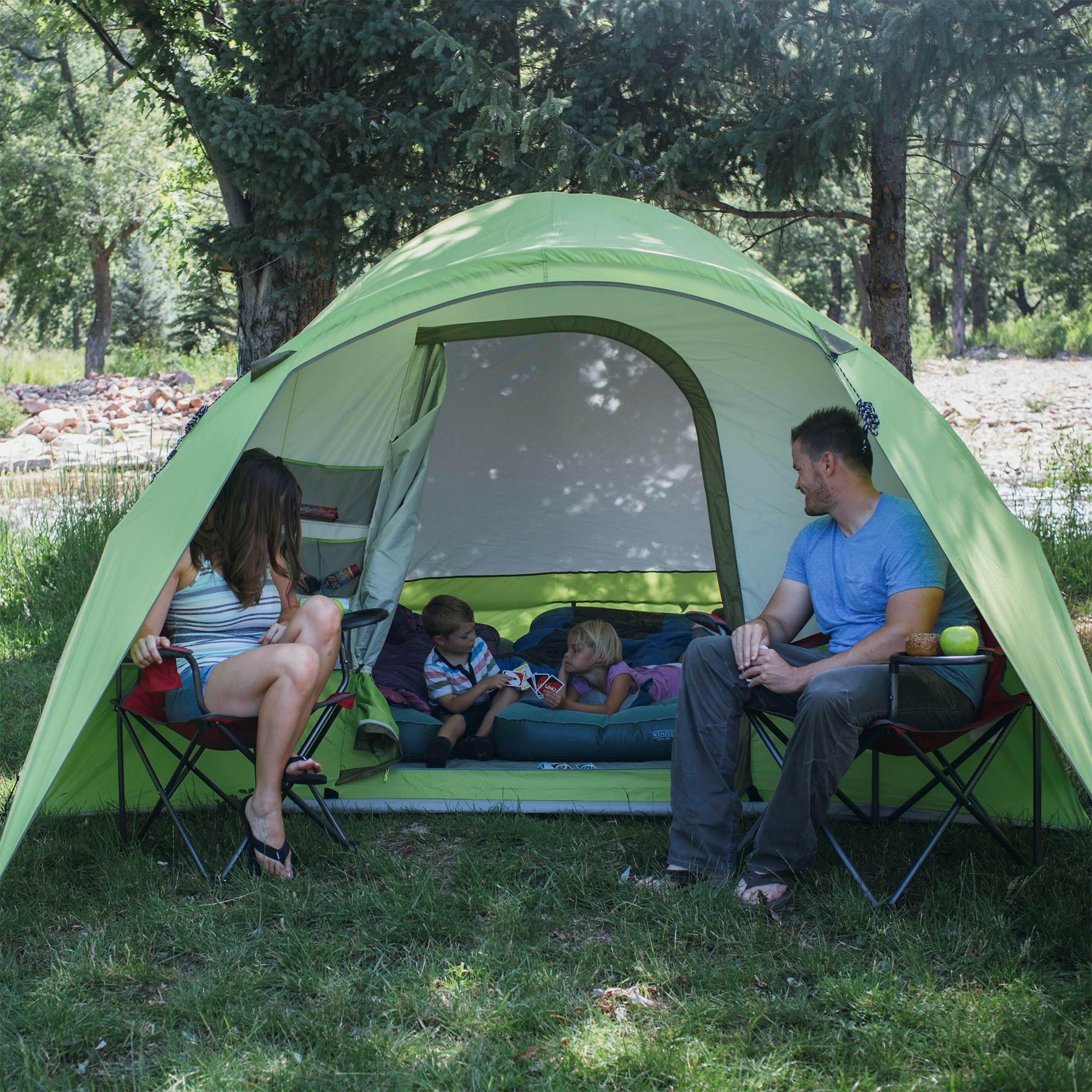 Wenzel 8 Person Portico 10 x 12 Ft. Outdoor Family Camping Tent, Green(Open Box)
