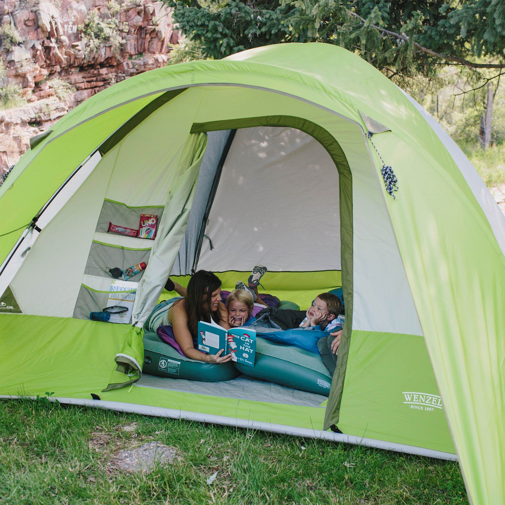Wenzel 8 Person Portico 10 x 12 Ft. Outdoor Family Camping Tent, Green(Open Box)