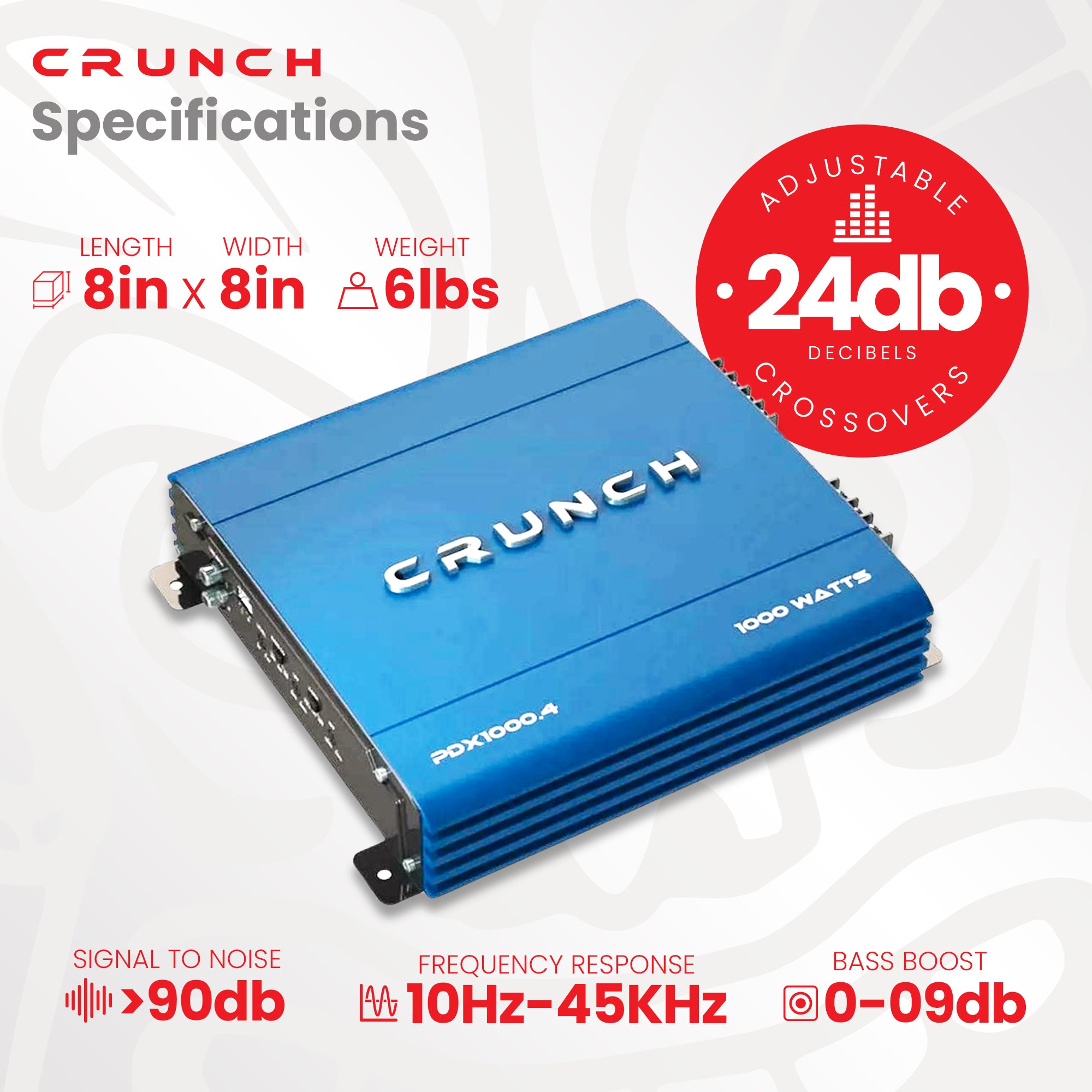 Crunch PowerDriveX 1000 Watt 4 Channel Exclusive Blue A/B Car Stereo Amplifier - VMInnovations