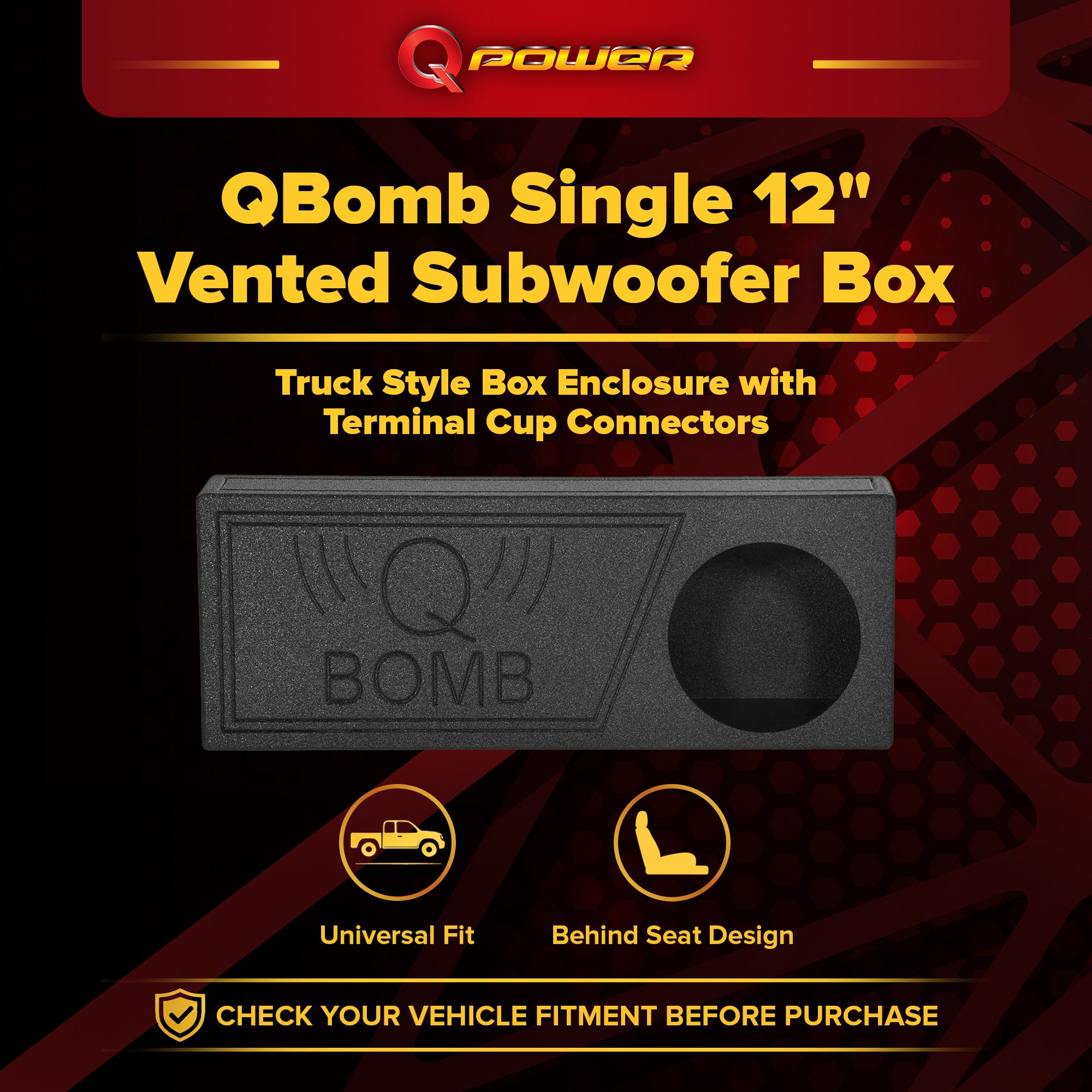 Q Power QBomb Single 12 Inch Vented Subwoofer Sub Box (Open Box)