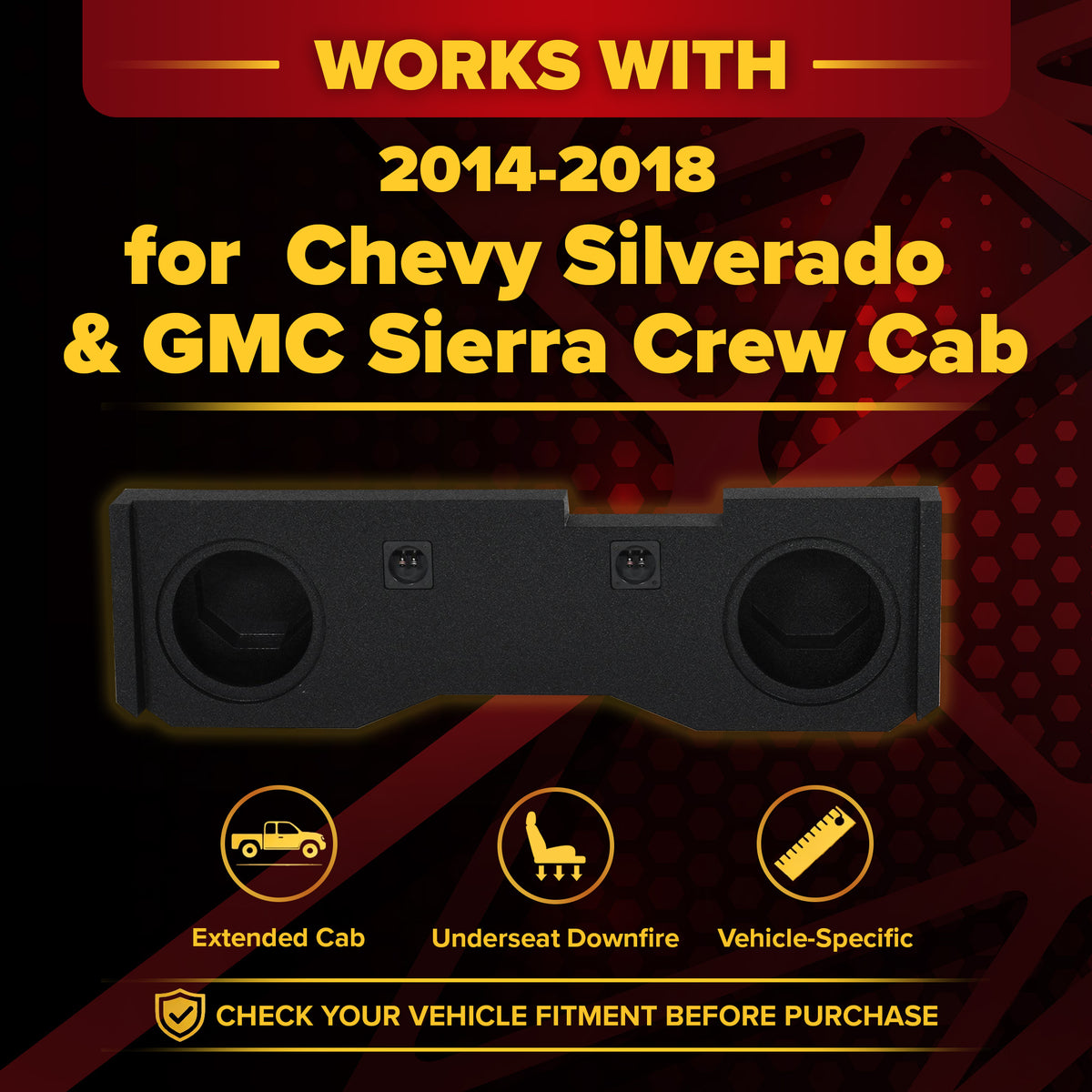 Q Power Dual 12" Subwoofer Box for 2014-16 GMC/Chevy 4-Door Crew Cab (Open Box)