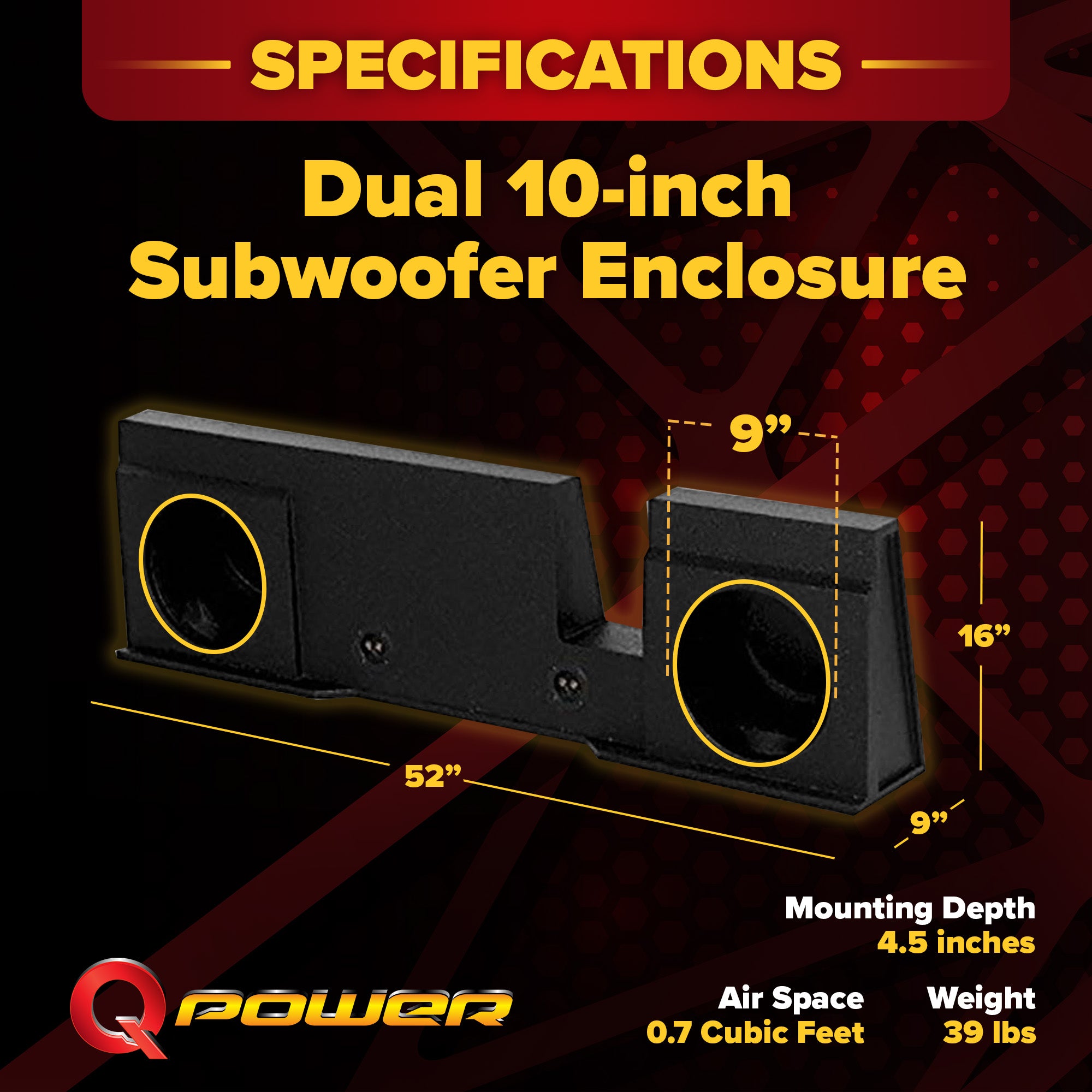 QPower 2 Hole 10" Subwoofer Enclosure Box 2004-2008 F-150 (For Parts)