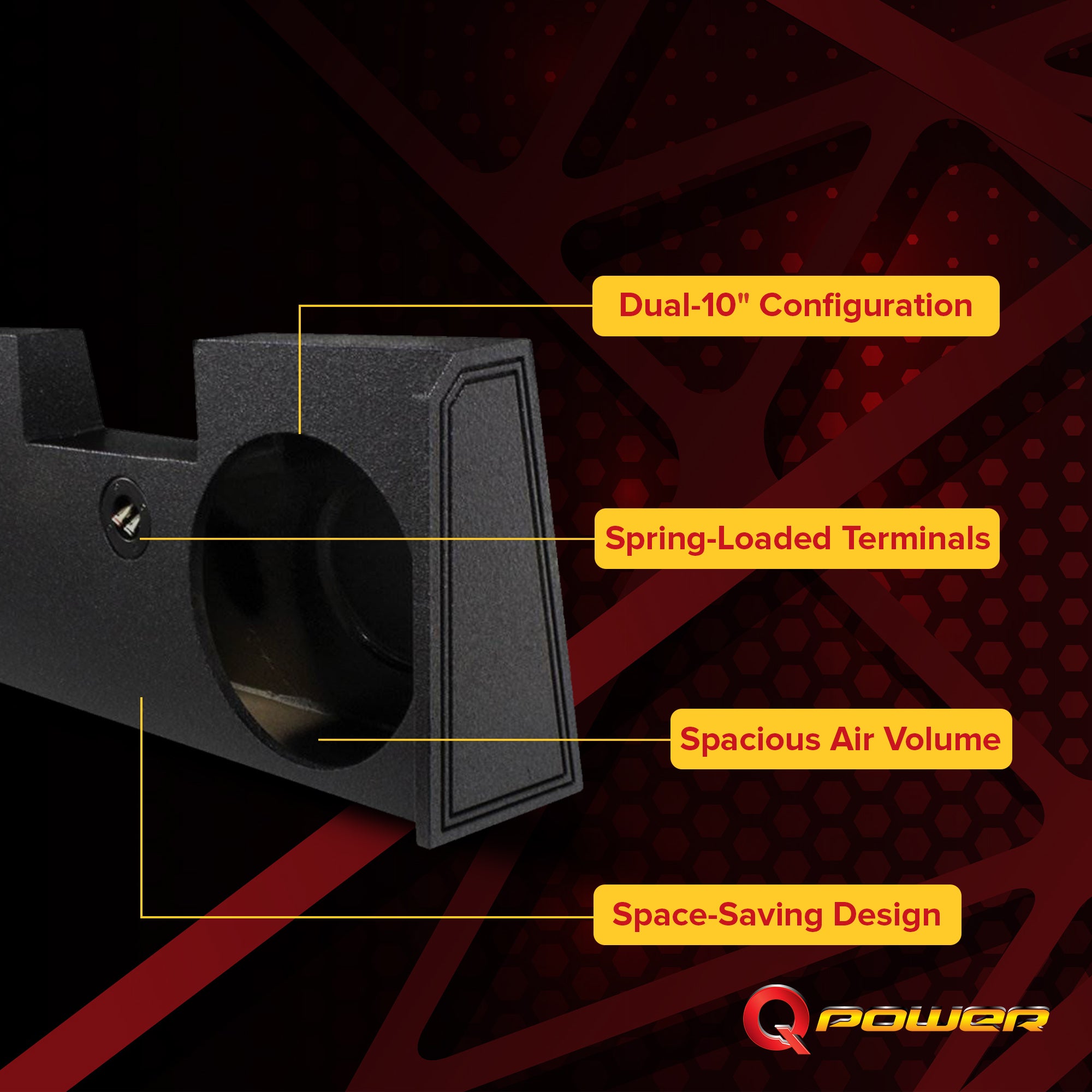 QPower Dual 12" Sealed Subwoofer Enclosure Box, Ford F-150 SuperCrew 2004-2008