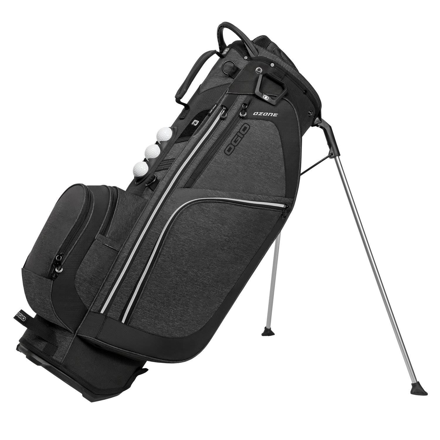 OGIO Ozone 9.5" Woode Top 7 Pocket Golf Stand Bag, Dark Static (Open Box)