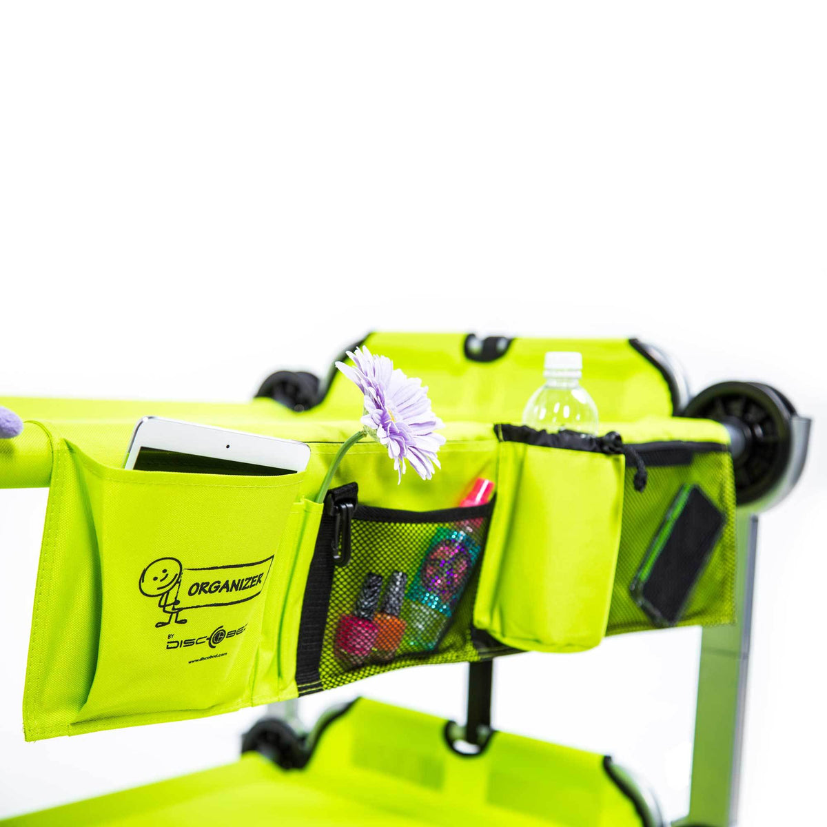 Disc-O-Bed Youth Benchable Camping Cot with Organizers, Lime Green (Open Box)