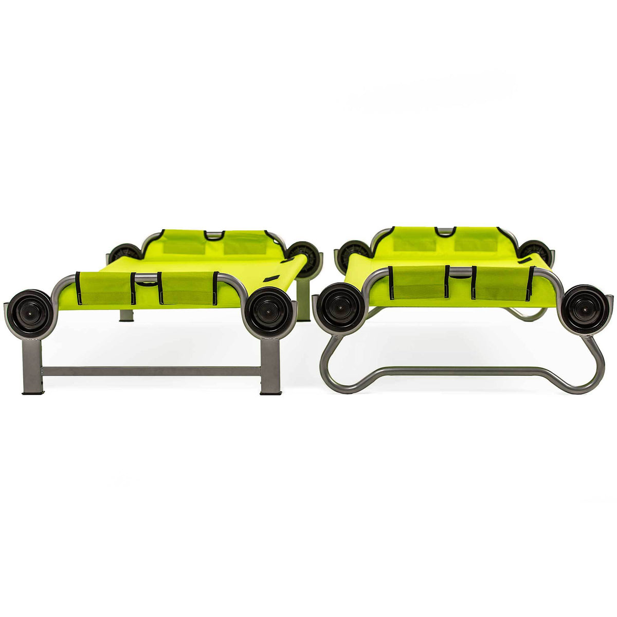 Disc-O-Bed Youth Kid-O-Bunk Benchable Cot w/ Organizers, Lime Green (Used)