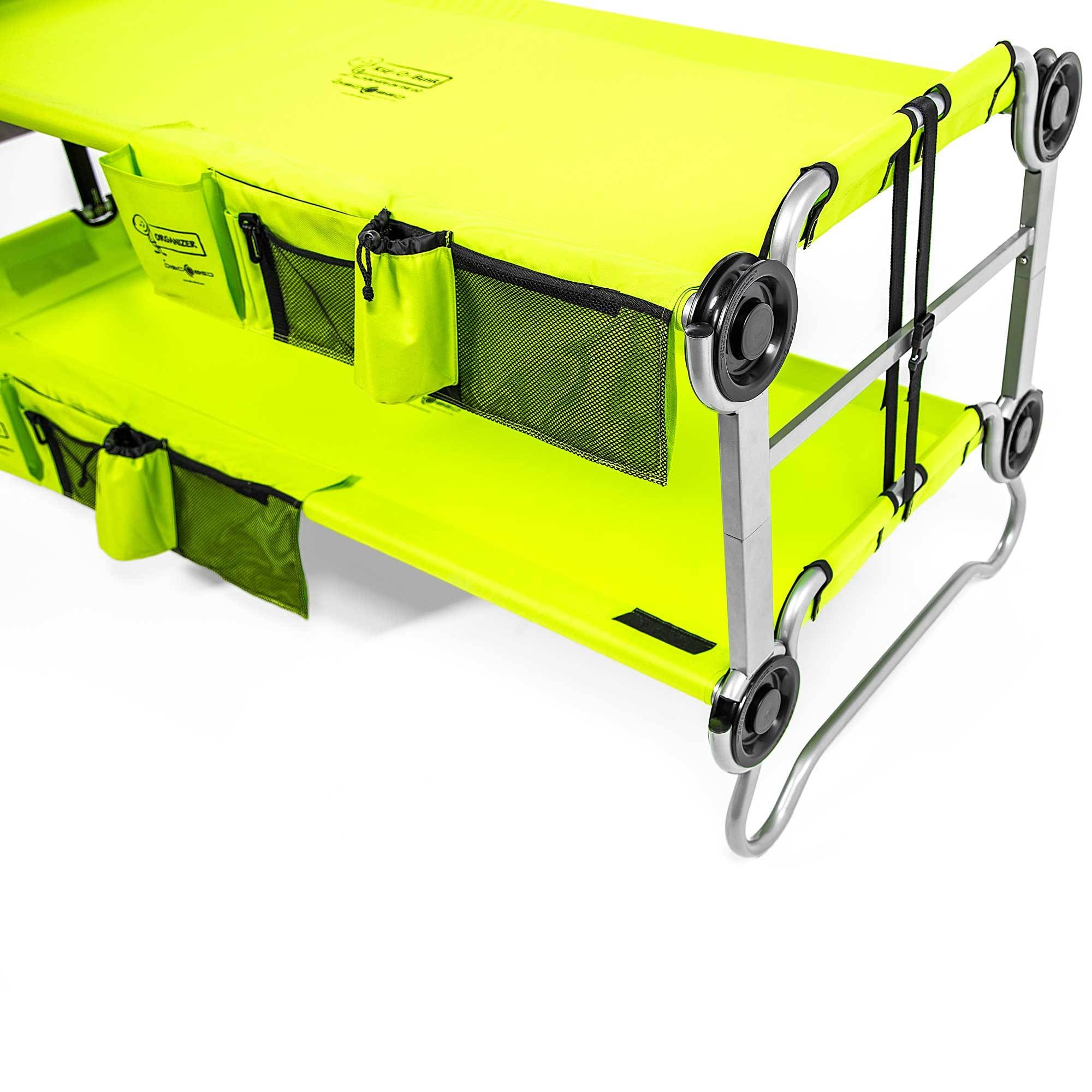 Disc-O-Bed Youth Benchable Camping Cot with Organizers, Lime Green (Open Box)