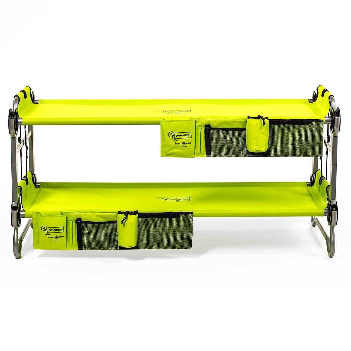 Disc-O-Bed Youth Benchable Camping Cot with Organizers, Lime Green (Open Box)