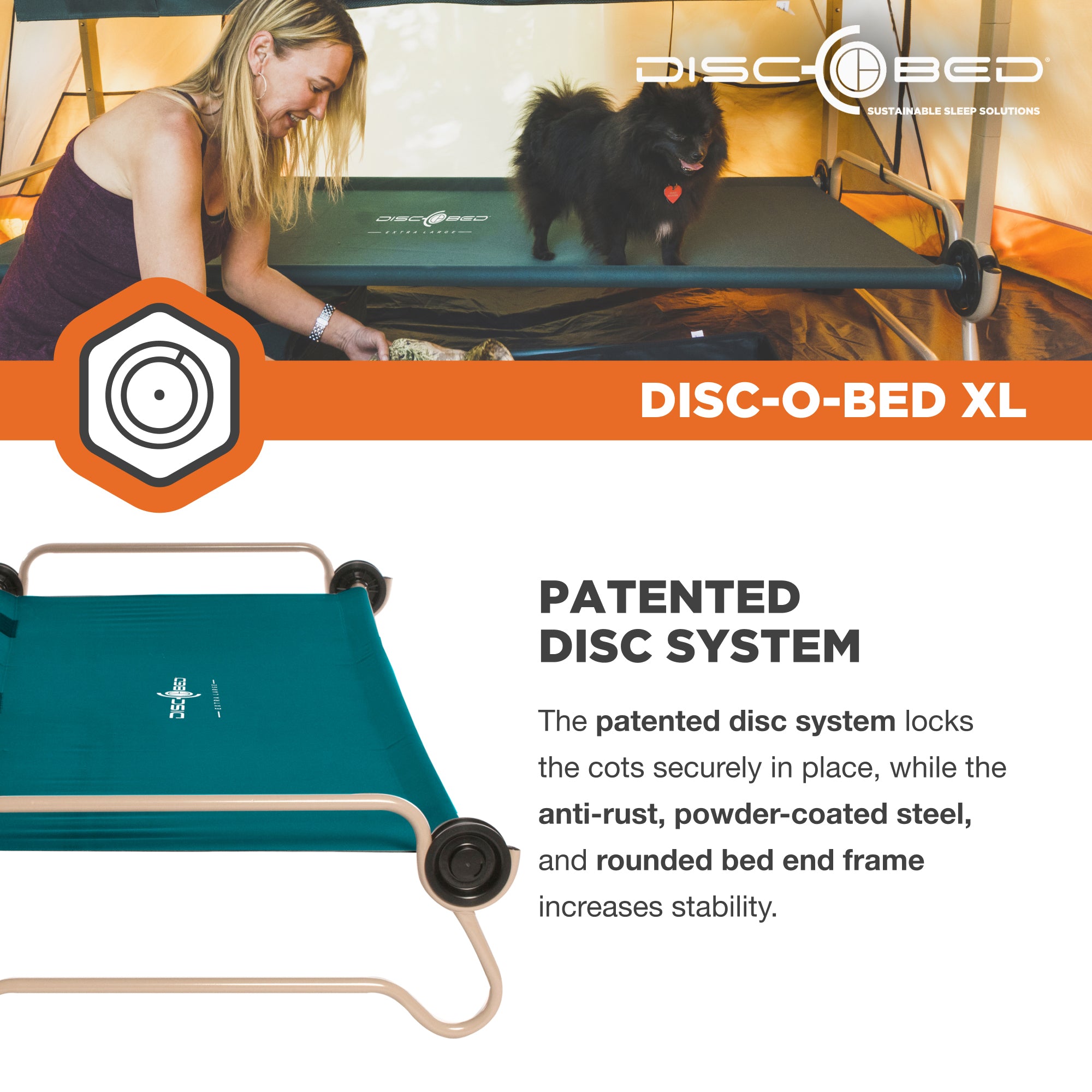 Disc-O-Bed XL Cam-O-Bunk Benchable Double Cot with Storage Organizers, Green - VMInnovations
