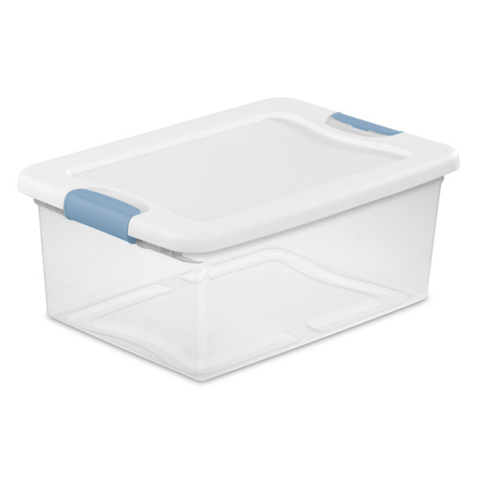 Sterilite 15-Quart Clear & Blue Stackable Latching Storage Box Container (Open Box)