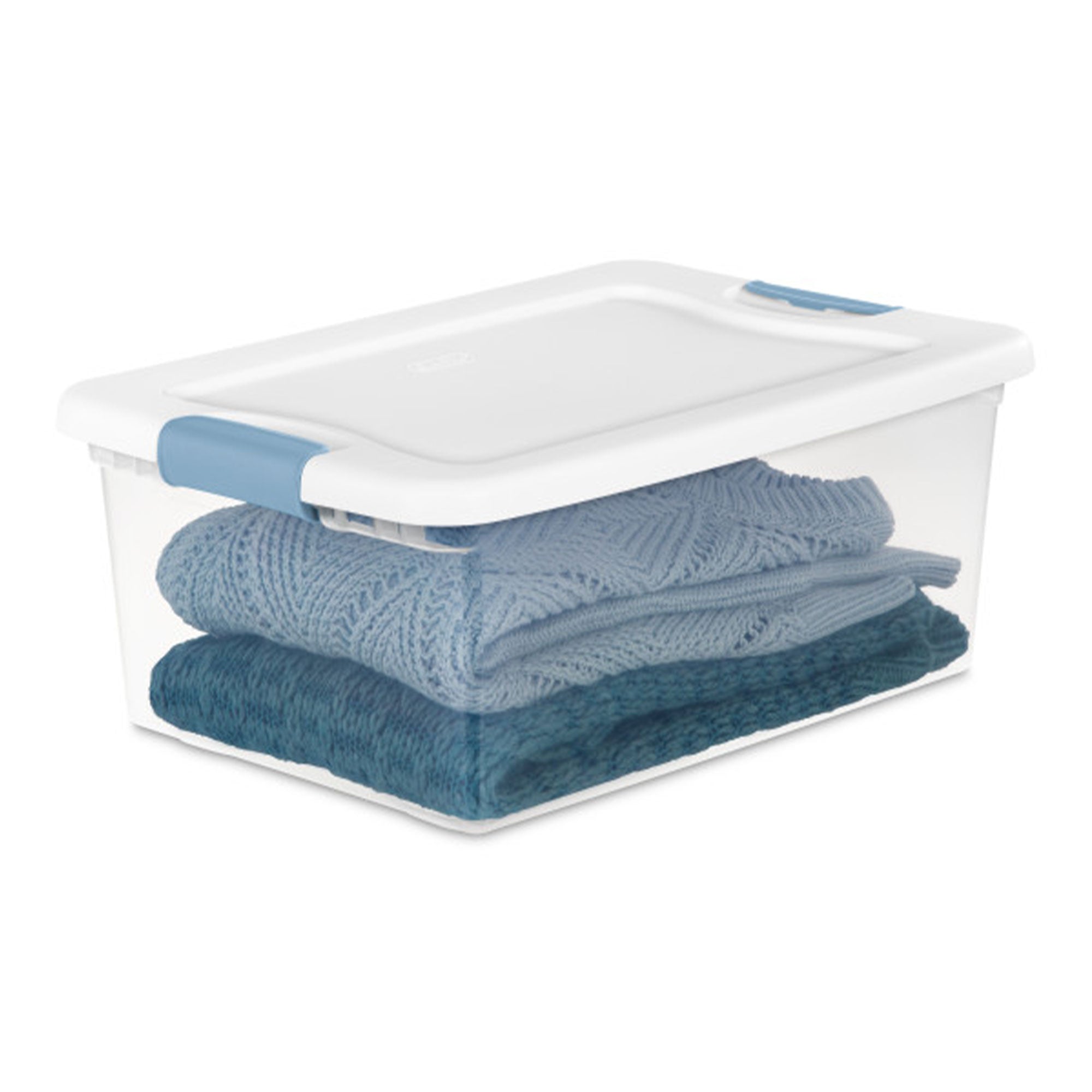 Sterilite 15-Quart Clear & Blue Stackable Latching Storage Box Container (Open Box)