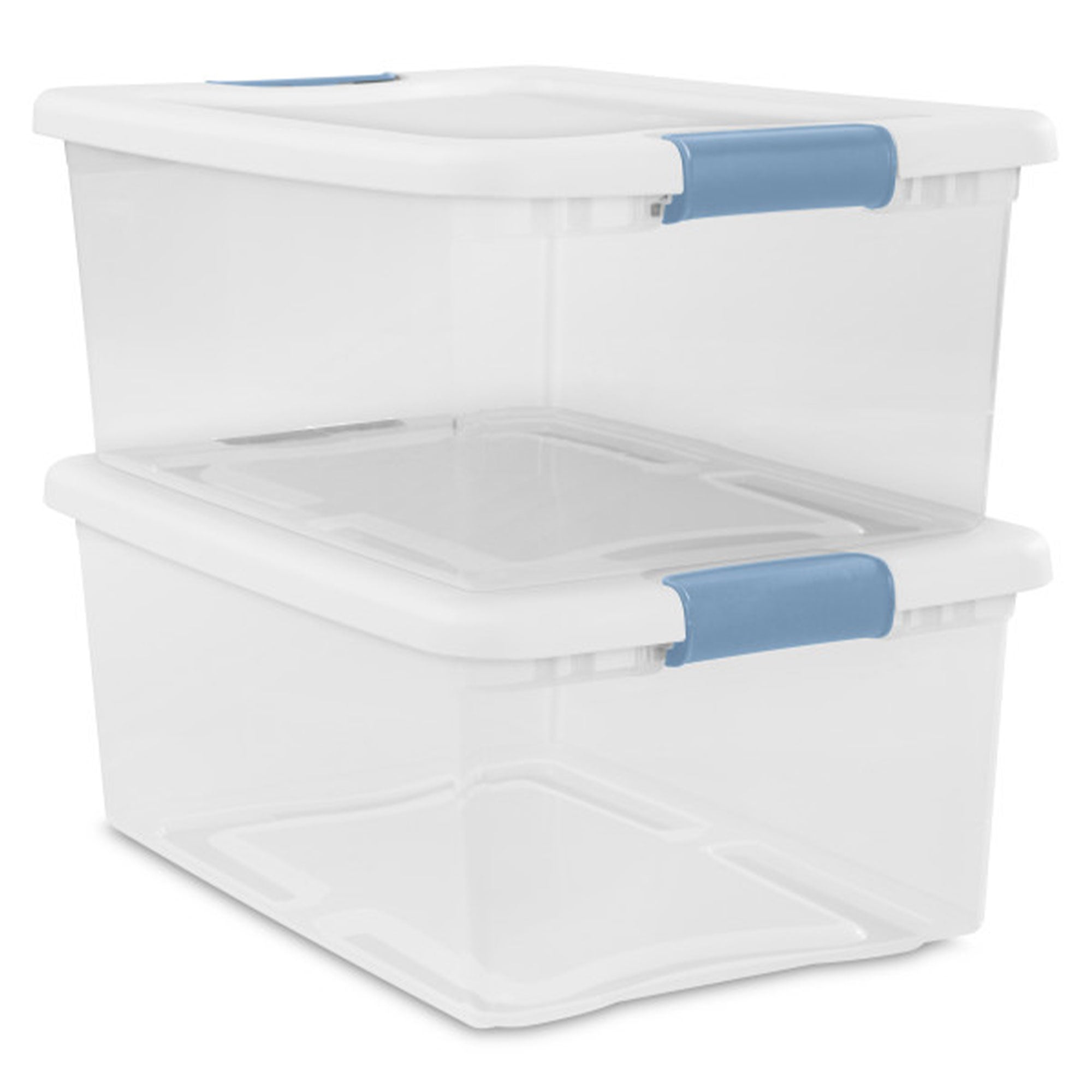 Sterilite 15-Quart Clear & Blue Stackable Latching Storage Box Container (Open Box)