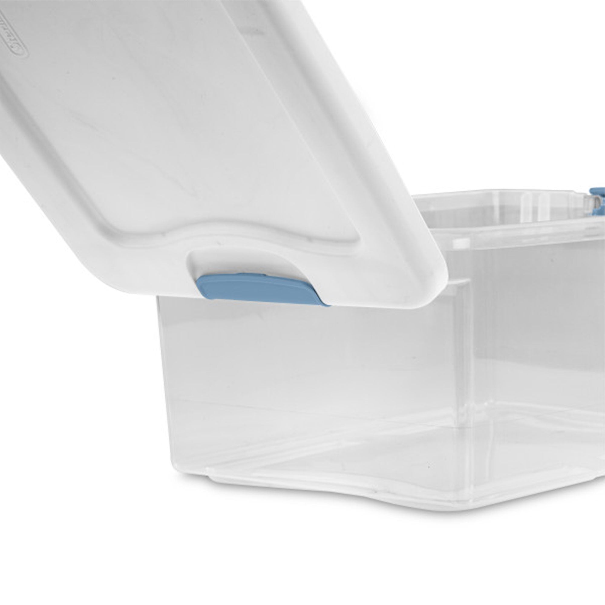 Sterilite 15-Quart Clear & Blue Stackable Latching Storage Box Container (Open Box)