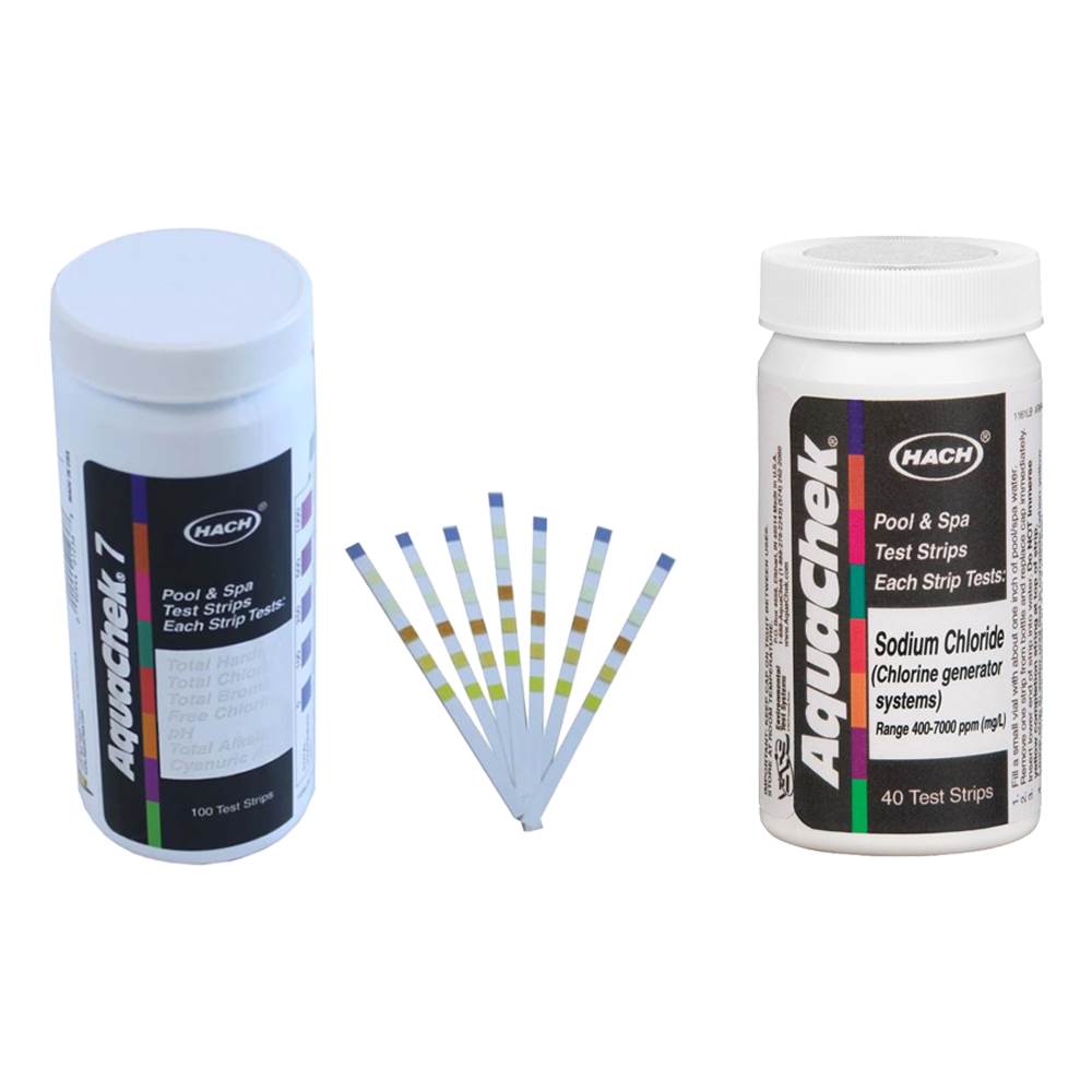 AquaChek Silver 7-Way Pool Chlorine/pH Test Strips + White Salt Titrator Strips