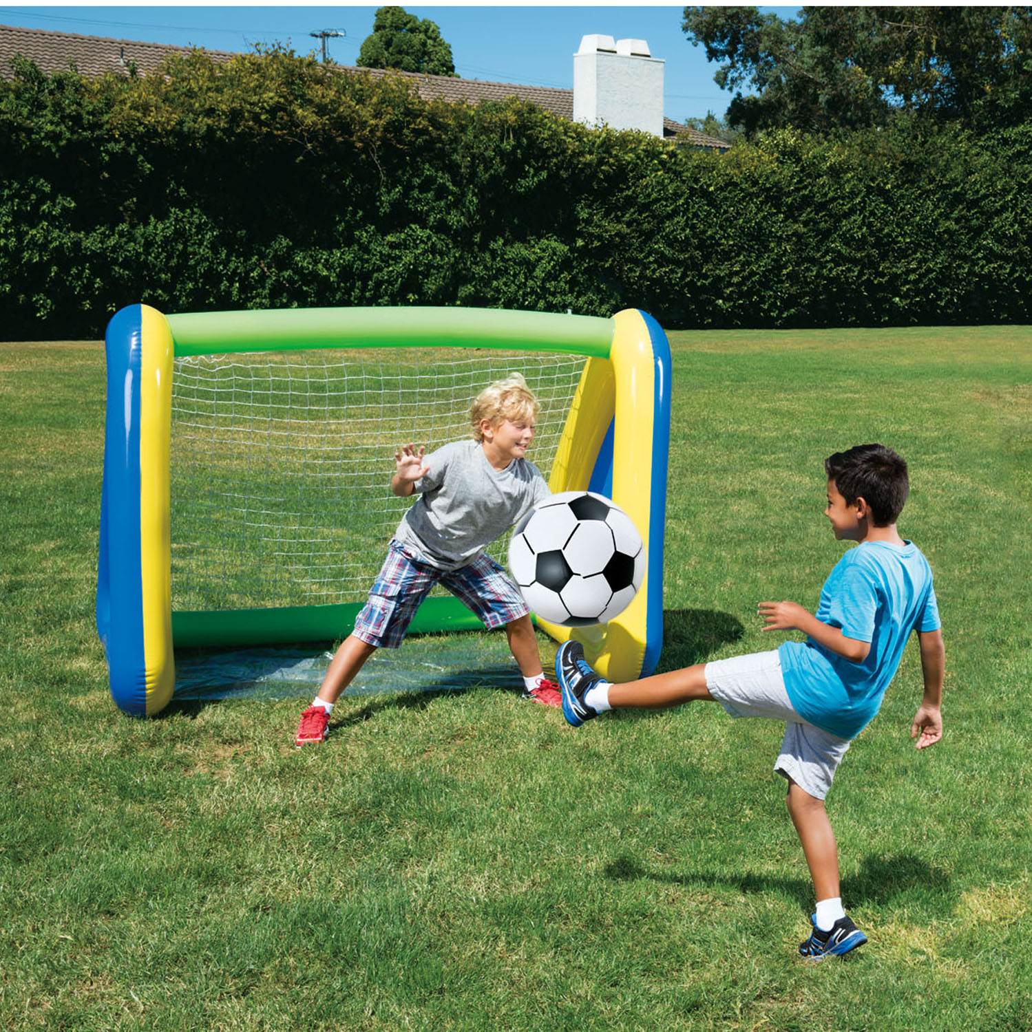 Big Play Sports Jumbo Inflatable Swimming Pool Goal & Ball Soccer Set (Open Box)