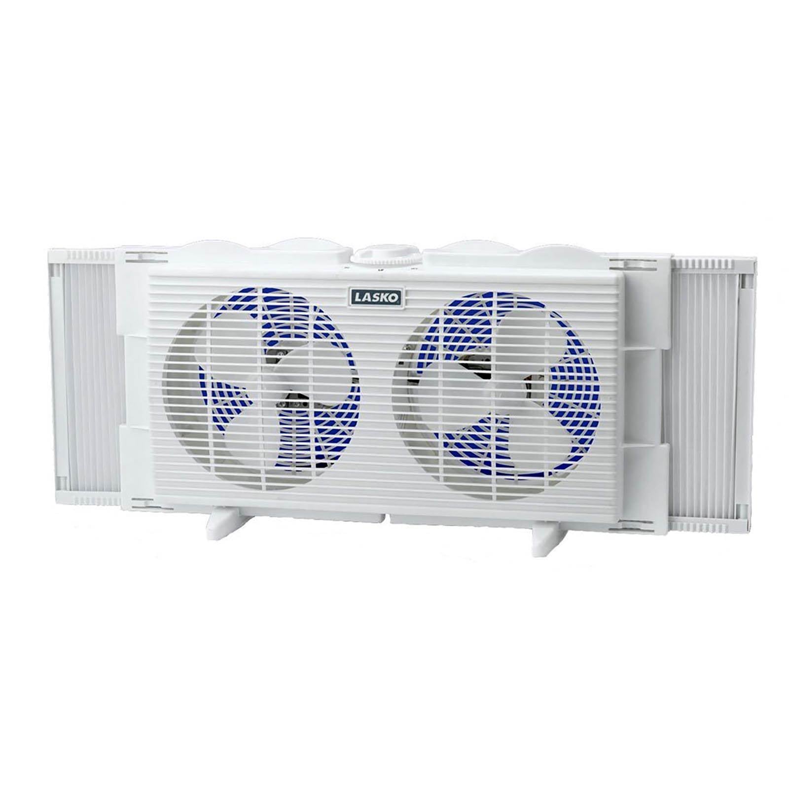 Lasko Slim 2 Speed 22-34 Inch Wide Dual Twin Window Fan, White |(Open Box)