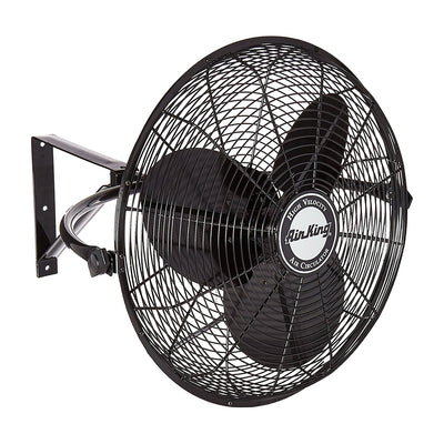 Air King 20" 1/6 HP 3-Speed Non-Oscillating Enclosed Steel Wall Mount Fan, Black