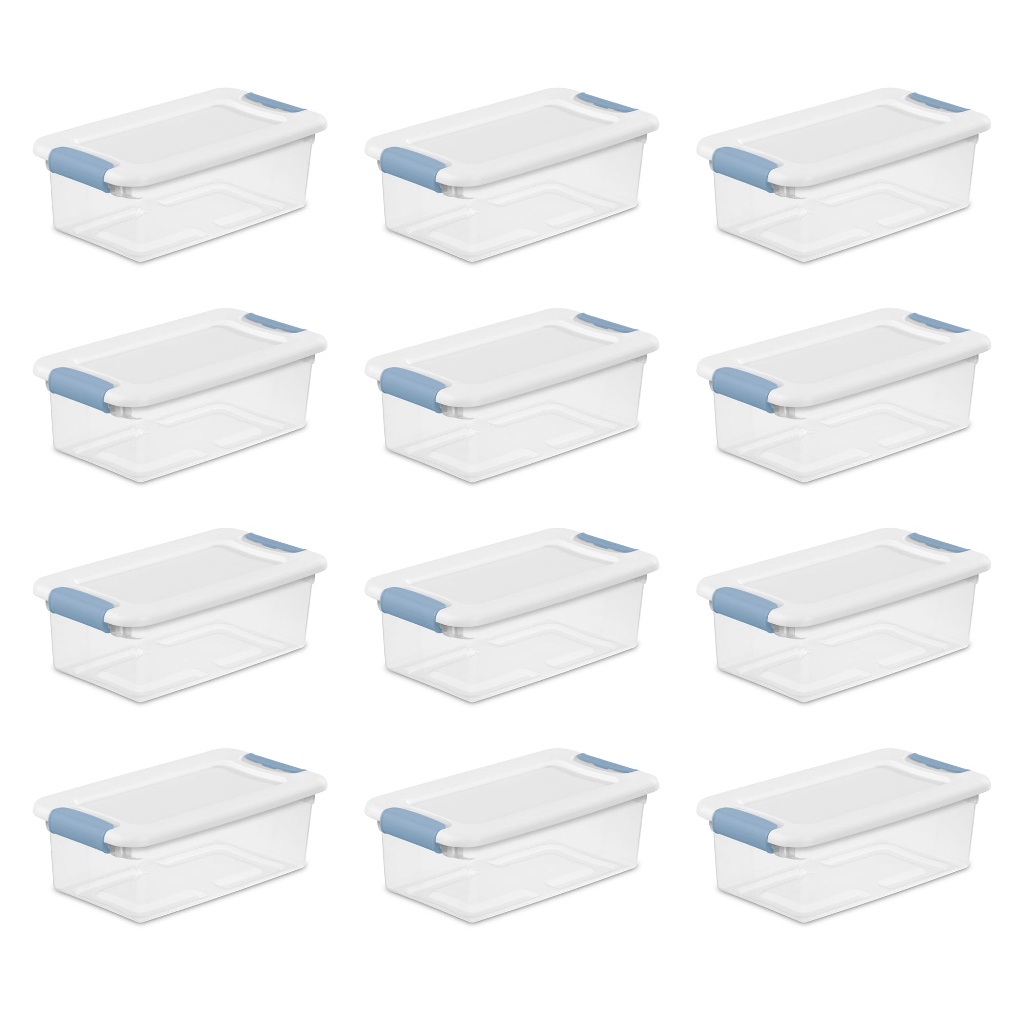 Sterilite 6 Qt. Plastic Stackable Storage Box with Latching Lid, Clear (12 Pack) - VMInnovations