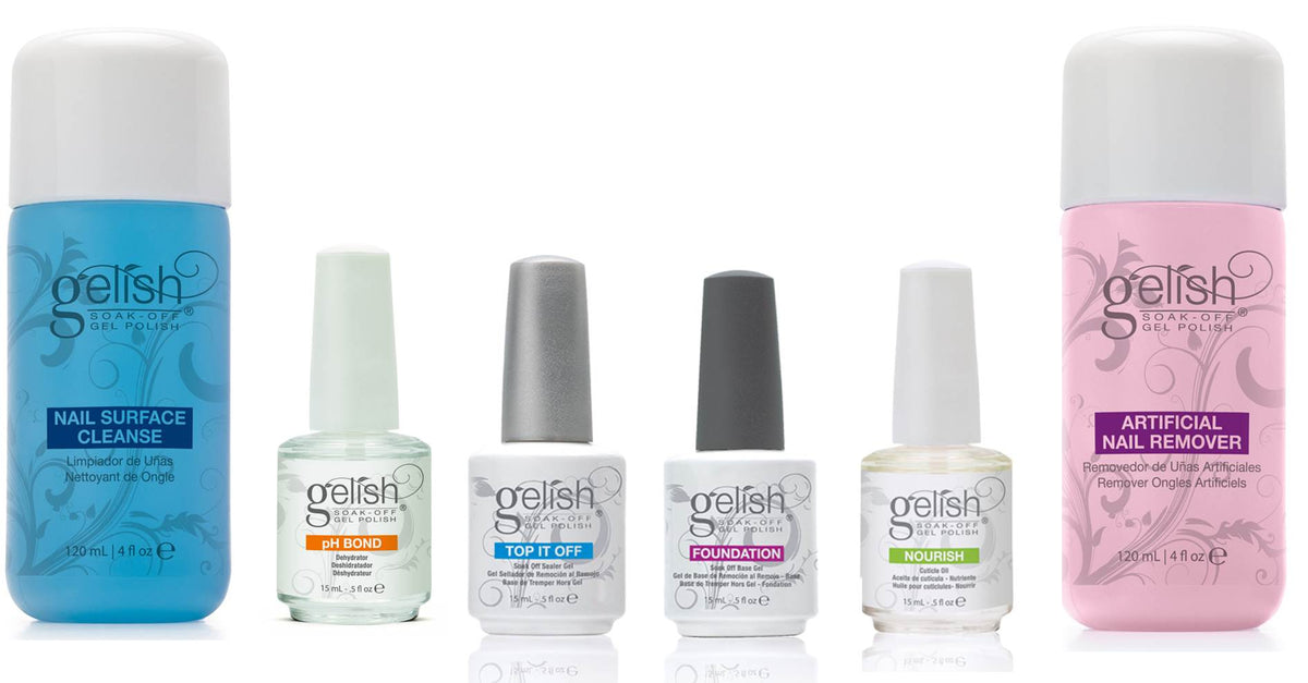 Gelish Gel Nail Polish Basix Care Kit + Gel Soak Off Nail Polish Collection (Open Box)