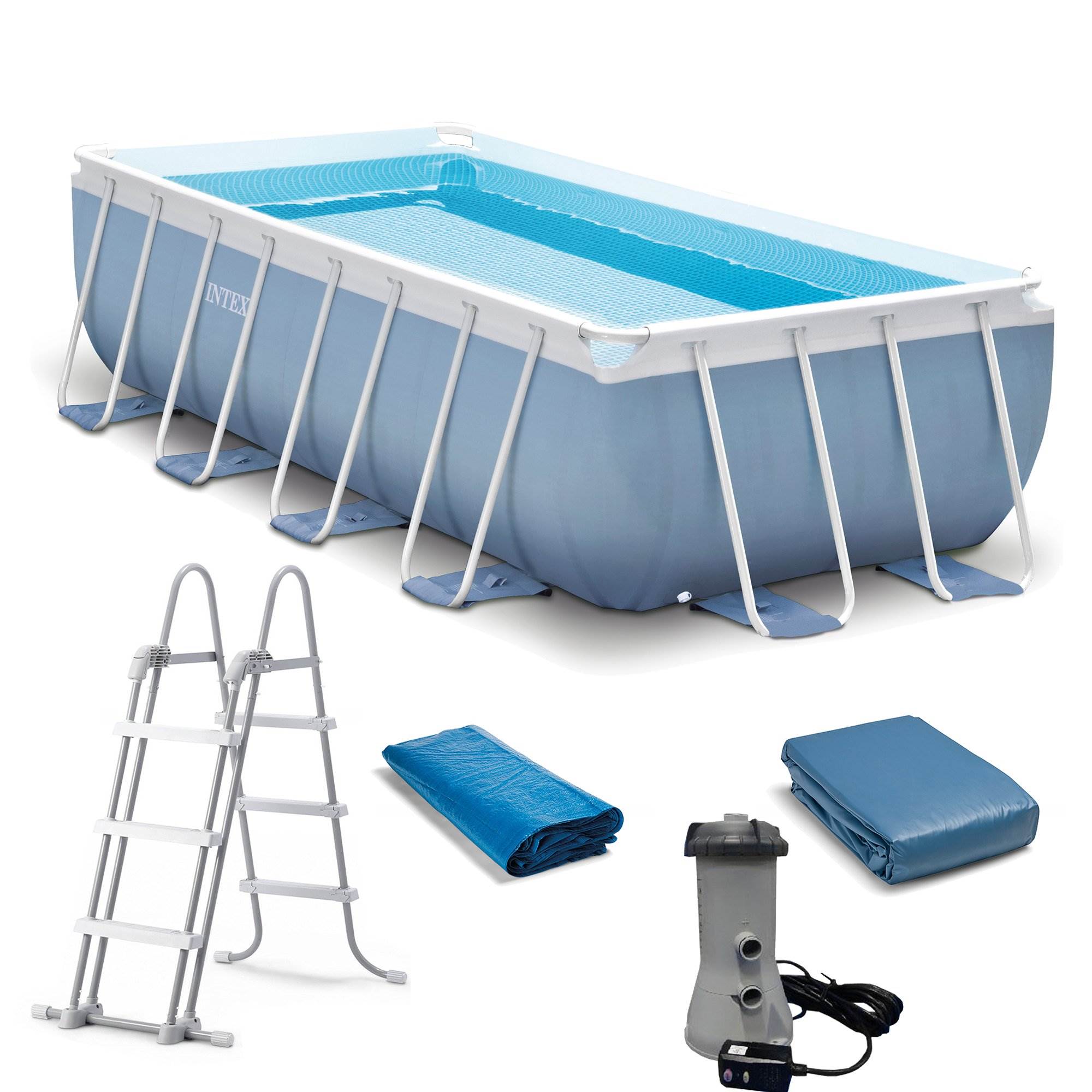 Intex 16ft x 8ft x 42in Prism Above Ground Pool Set w/ Filter Pump Cartridges