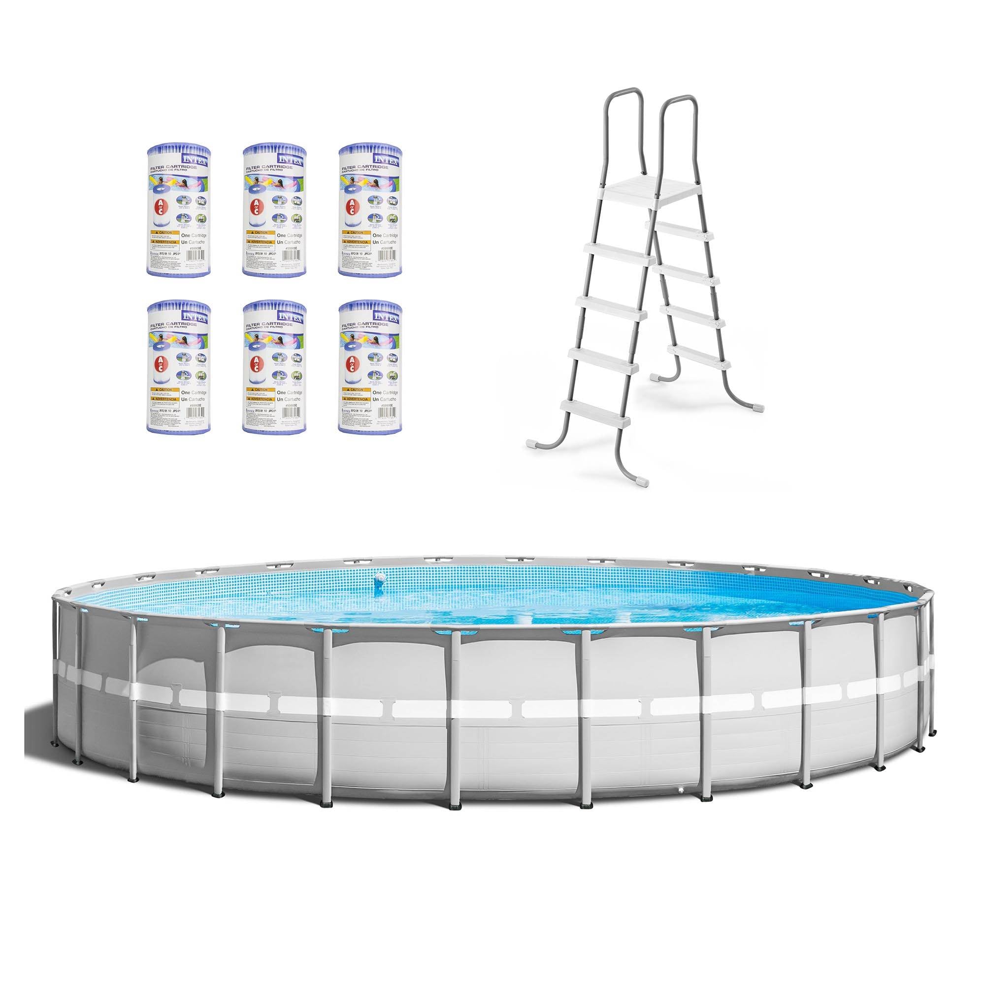 Intex 26' x 52" Ultra Frame Above Ground Pool Set + Filter Cartridges (6)