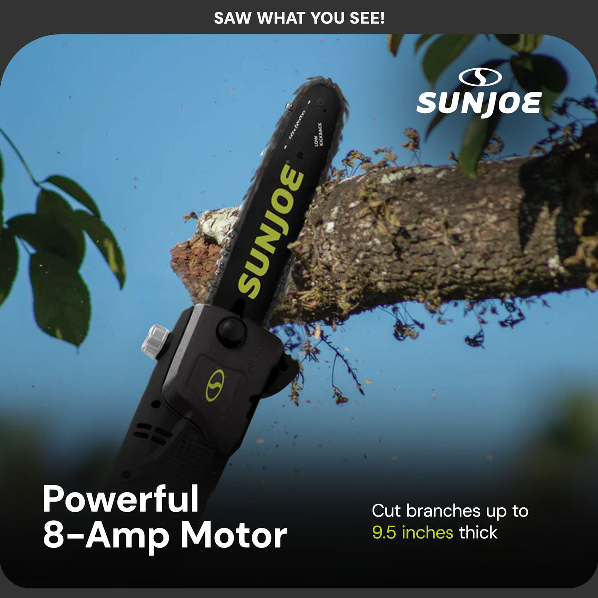 Sun Joe 10" 8-Amp Electric 15' Telescoping Multi-Angle Pole Chainsaw (Open Box) - VMInnovations