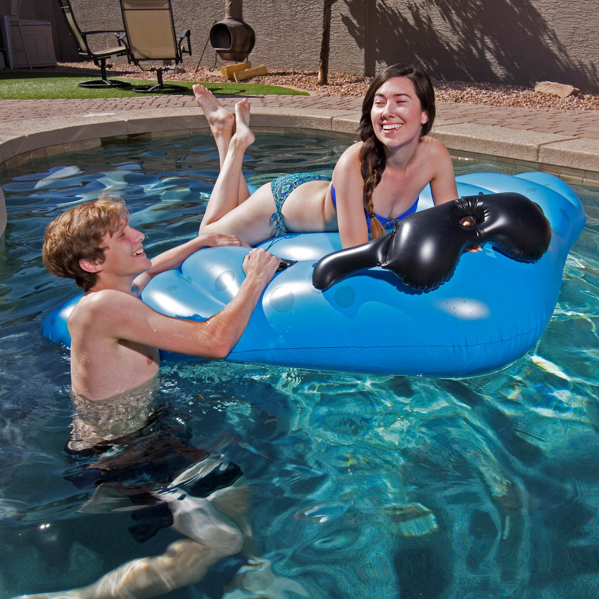 GAME Stingray Pool Float Inflatable Ride On w/ Handles & Cup Holders (Open Box)