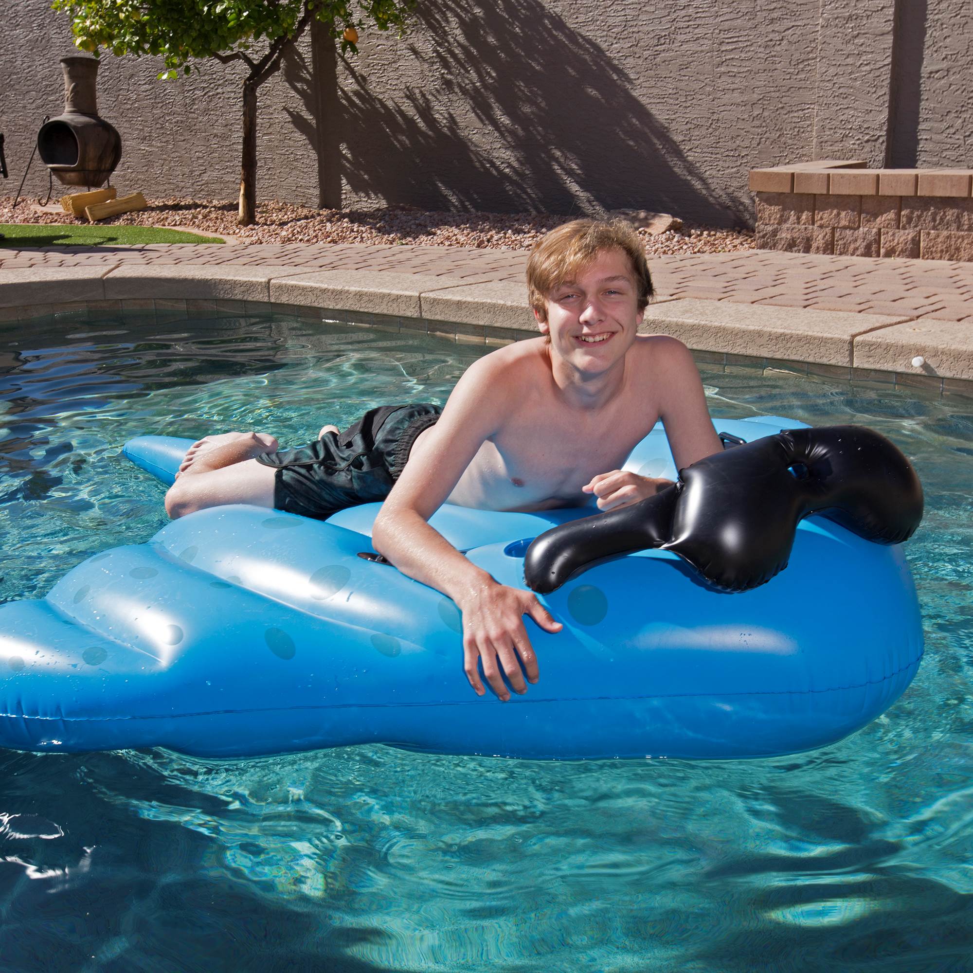 GAME Stingray Pool Float Inflatable Ride On w/ Handles & Cup Holders (Open Box)