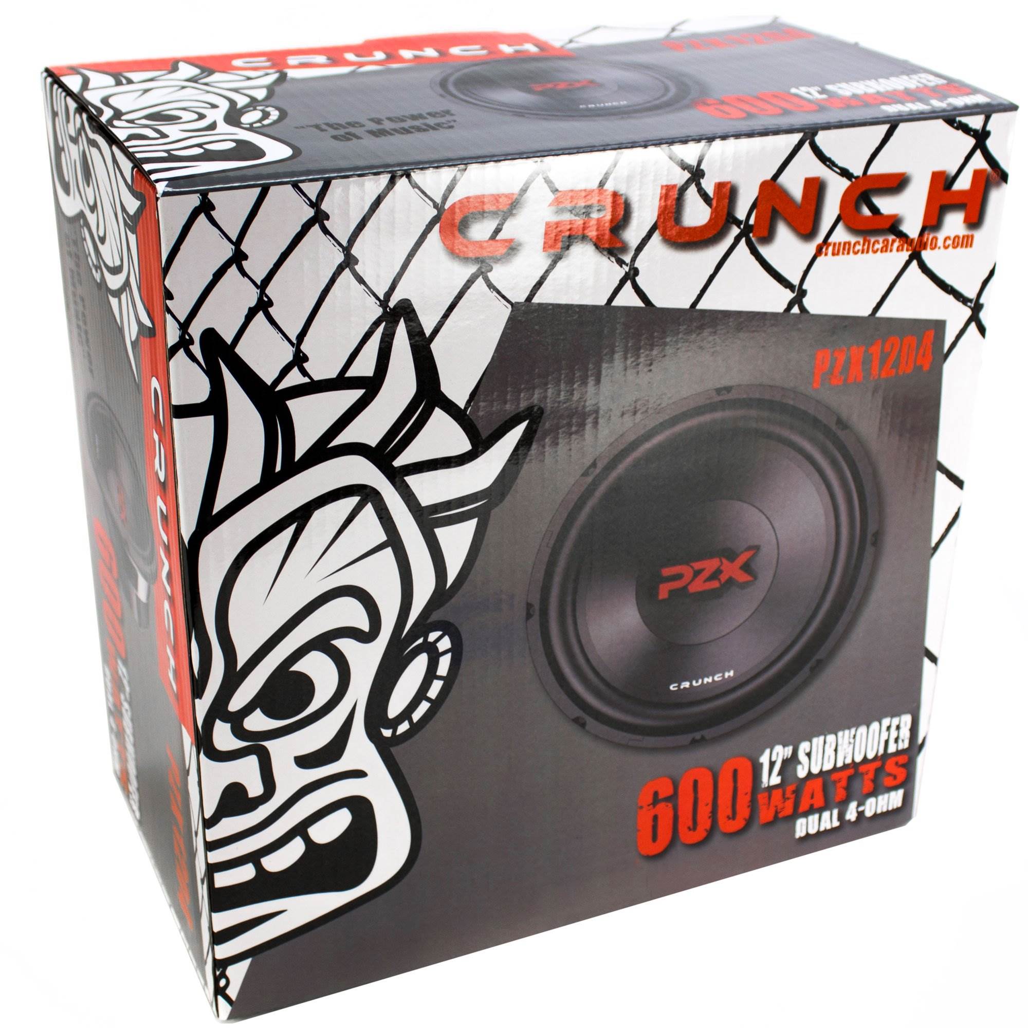 Crunch 600W 12" PZX Series Dual 4 Ohm 88 dB Voice Coil Car Subwoofer | PZX12D4