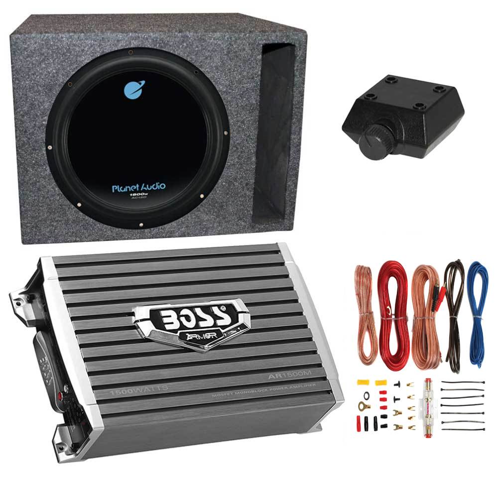Planet Audio 1800W Subwoofer with 1500W Amplifier, Amp Kit & Q-Power Enclosure