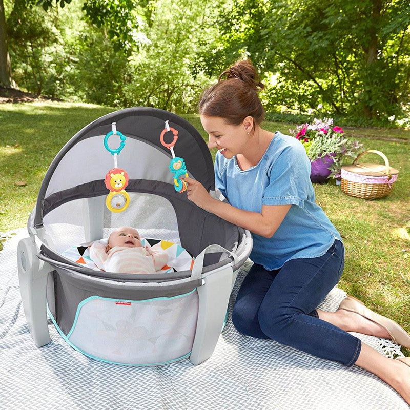 Fisher Price On-the-Go Indoor & Outdoor Folding Baby Travel Dome with Sun Canopy