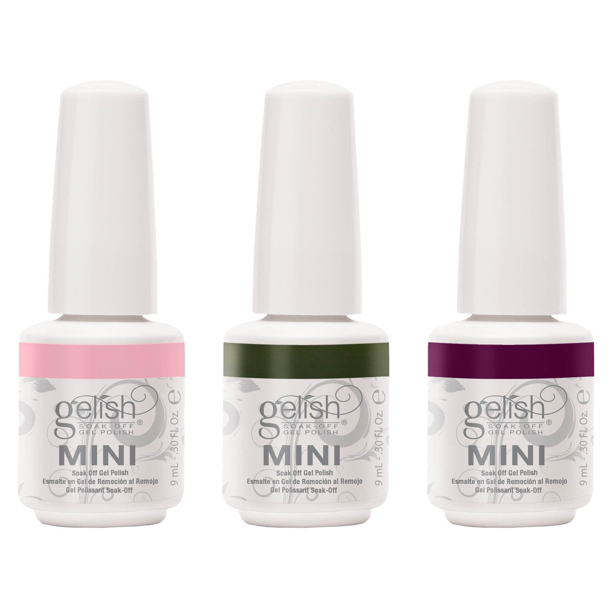 Gelish Soak-Off Foundation Base, Top Sealer, and 3 Mini Bottles of Gel Polish