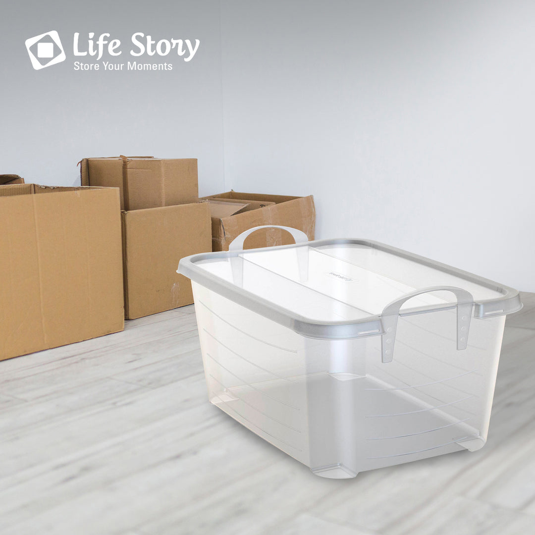 Life Story Clear Stackable Closet & Storage Box 55 Quart Containers, (12 Pack) - VMInnovations