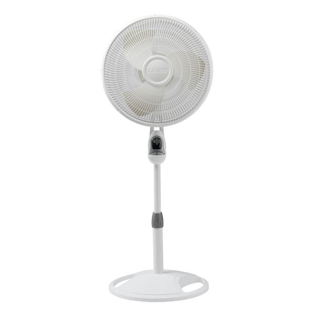Lasko 16" Remote Control Oscillating 3 Speed Standing Floor Fan, White (2 Pack)
