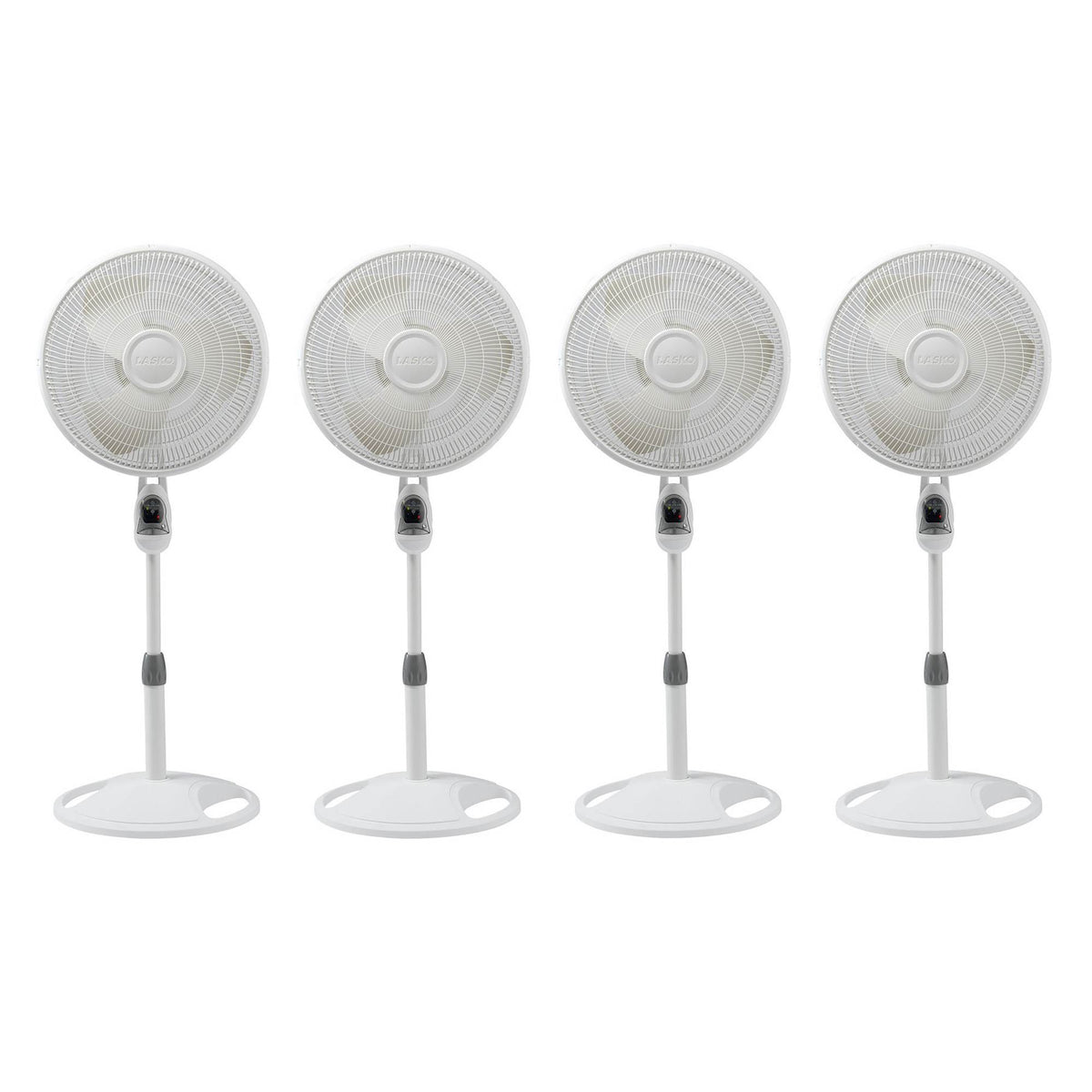 Lasko 16" Remote Control Oscillating 3 Speed Standing Floor Fan, White (4 Pack)