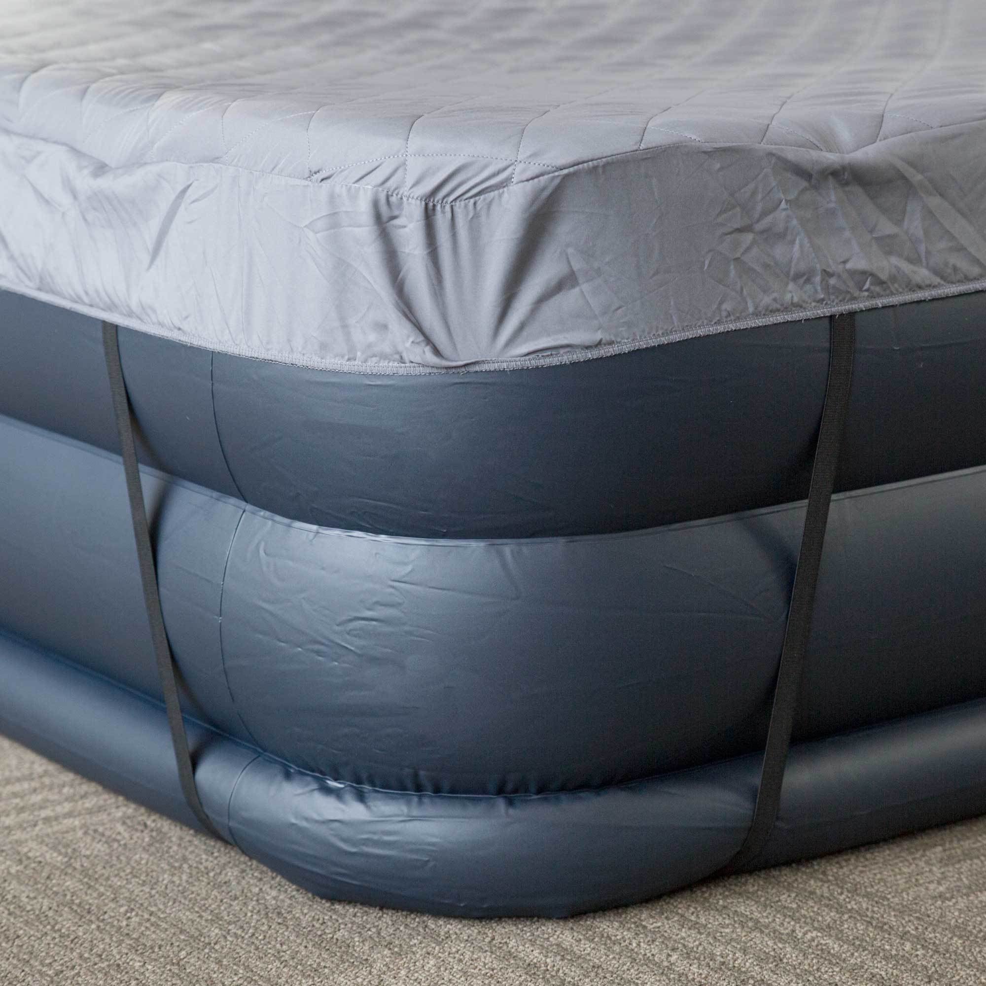 Intex Deluxe Queen Raised Pillow Air Mattress with Built-In Pump + Quilted Cover