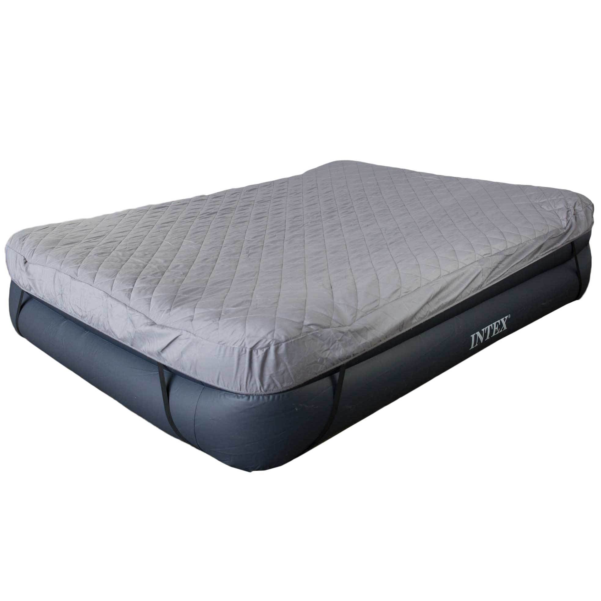 Intex Queen Raised Pillow Air Mattress w/ Built-In Electric Pump + Airbed Cover