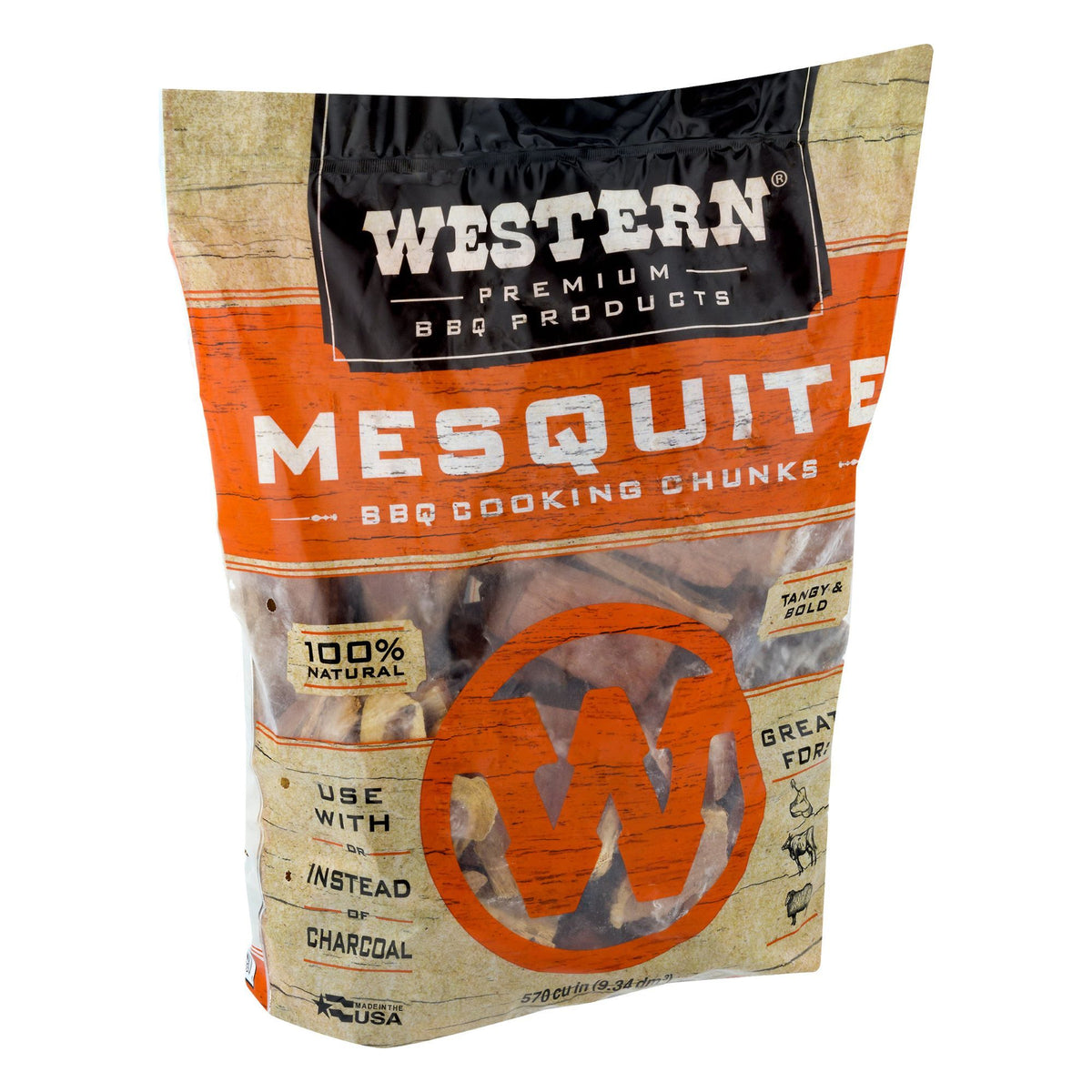 Western Premium BBQ Bagged Wood Cooking Chunks, Mesquite Flavor, (Open Box)