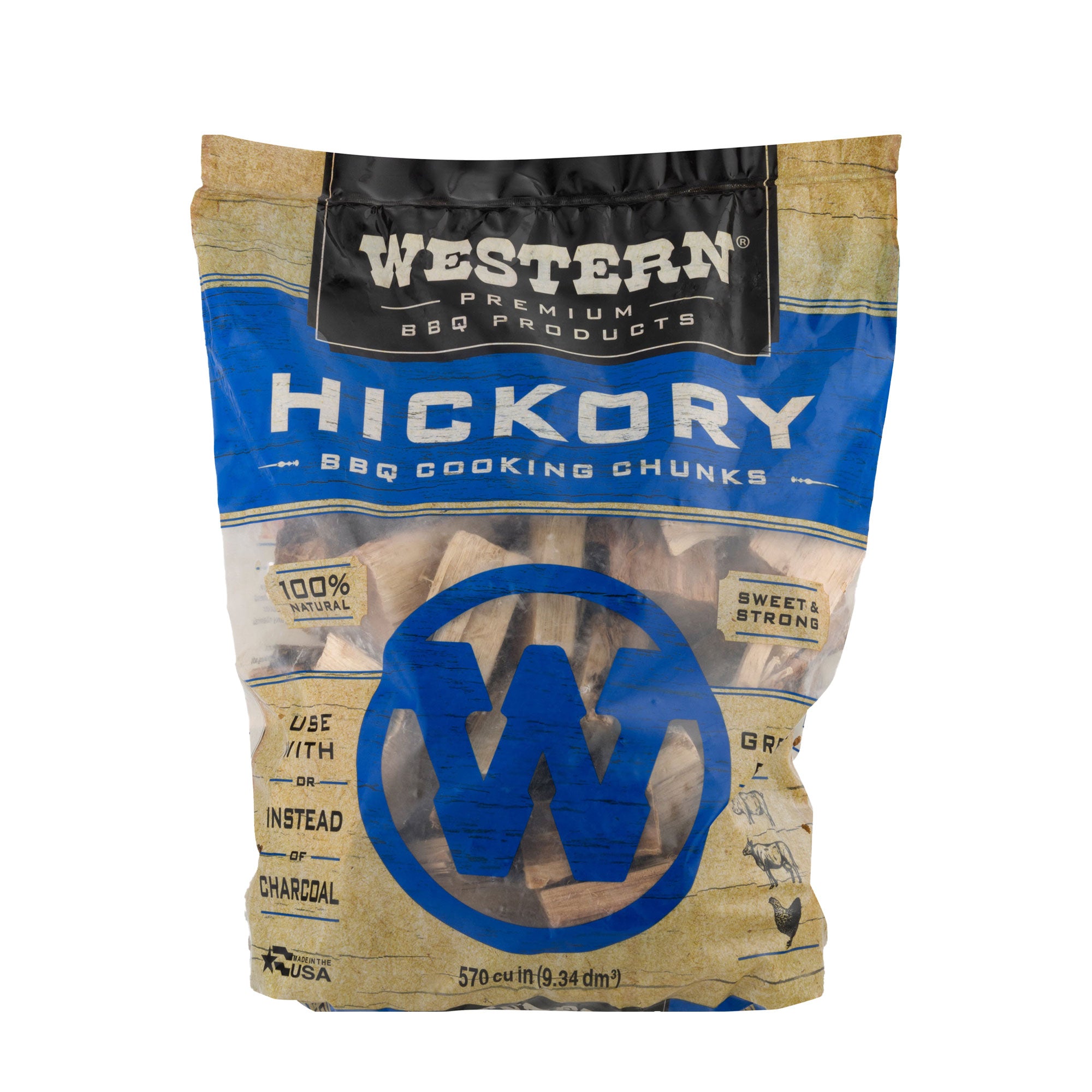 Western BBQ 570 Cubic Inch Hickory Barbecue Grill Cooking Wood Chunks (Open Box)