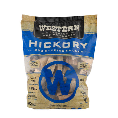 Western Premium BBQ 570 Cu In Hickory Barbecue Grill Cooking Wood Chunks(2 Pack)