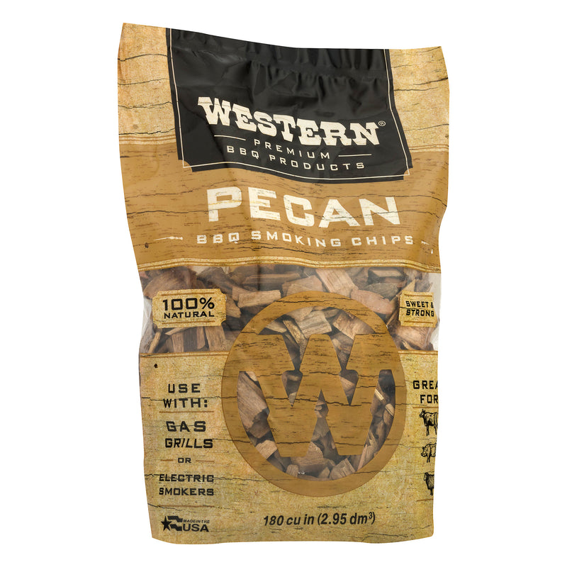 Western 180 cu in. Premium Pecan Wood BBQ Grill/Smoker Cooking Chips (2 Pack)