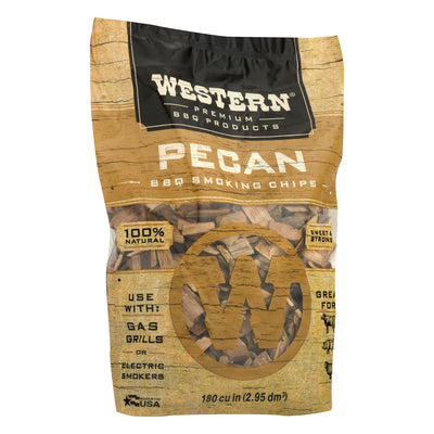 Western BBQ 78076 180 cu in. Premium Pecan Wood BBQ Grill/Smoker Cooking Chips