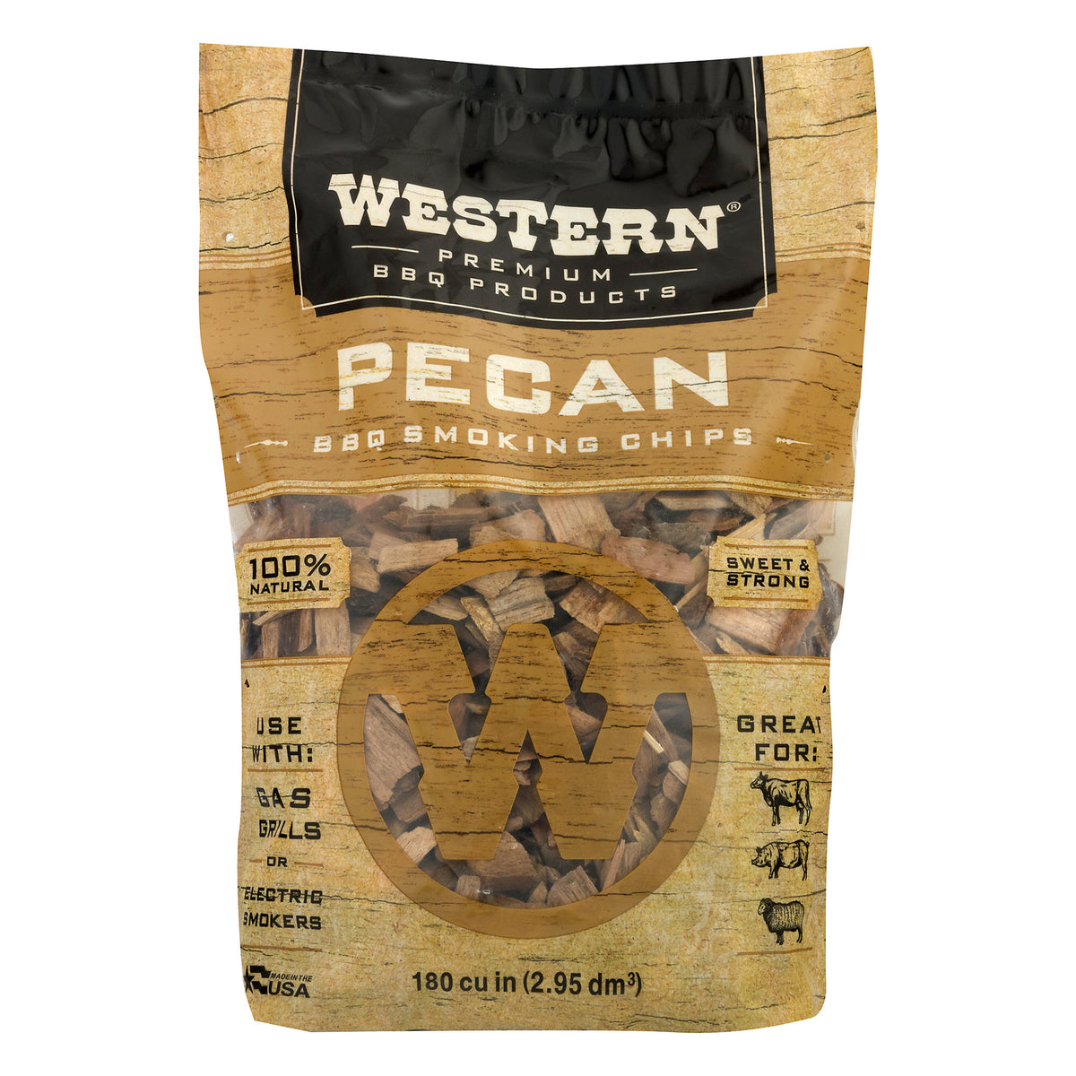 Western 180 cu in. Premium Pecan Wood BBQ Grill/Smoker Cooking Chips (6 Pack)