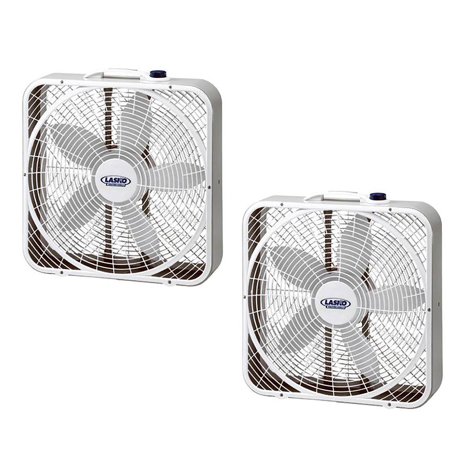 Lasko 3 Speed Weather Shield Performance 20" Box Fan w/ Handle, White (2 Pack)