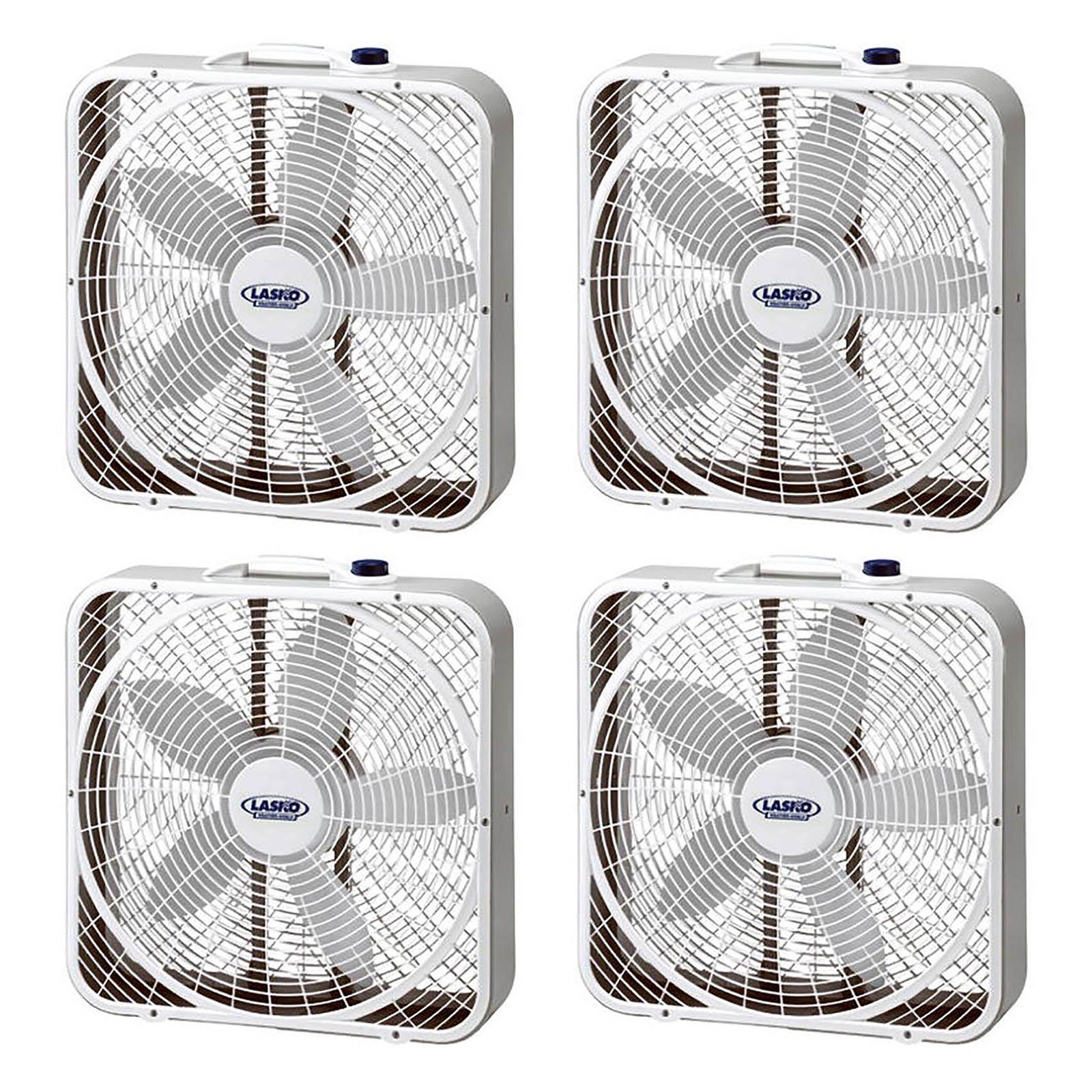 Lasko 3 Speed Weather Shield Performance 20" Box Fan w/ Handle, White (4 Pack)