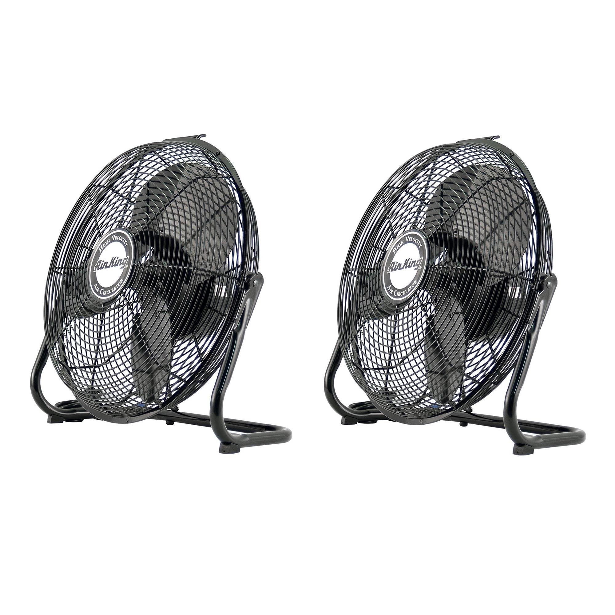 Air King 12" 1/25 HP 3-Speed Industrial Open Motor Pivoting Floor Fan (2 Pack)