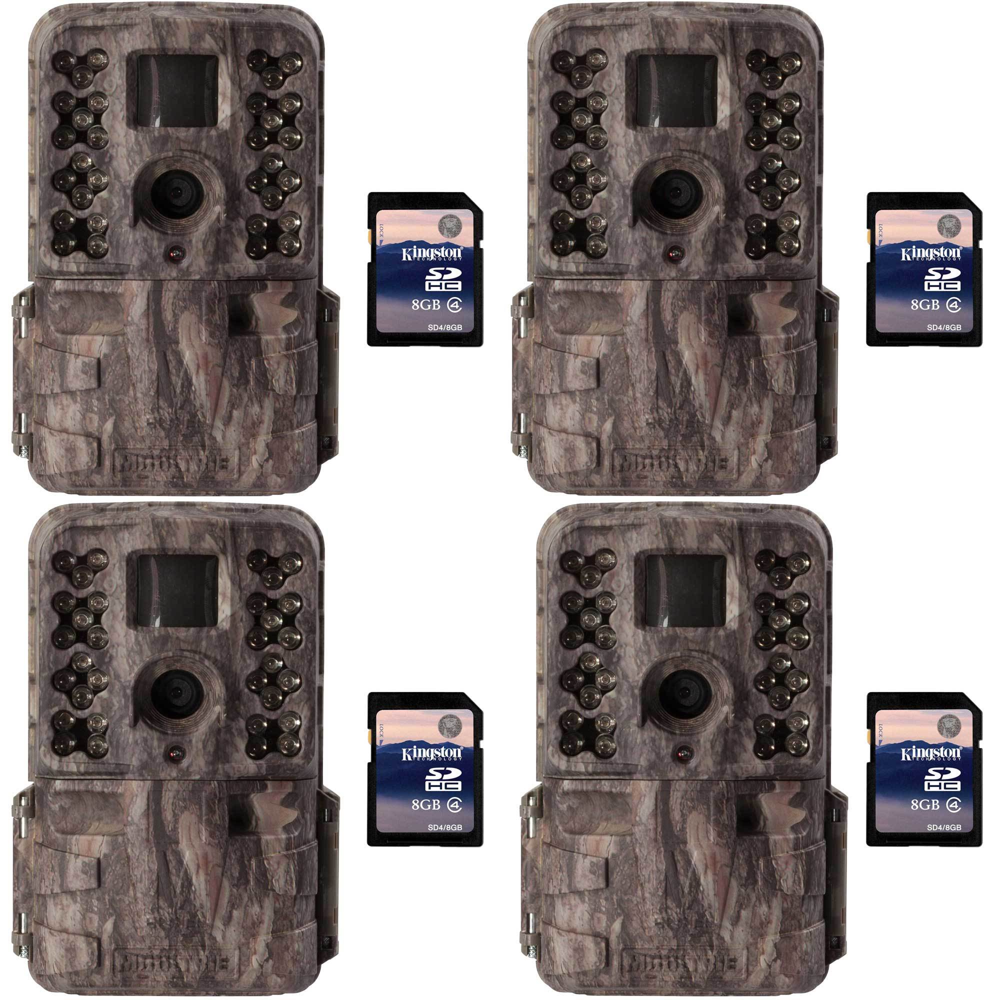 Moultrie M40i 16MP 80' Video No Glow IR Game Trail Camera + 8GB SD Card (4 Each)