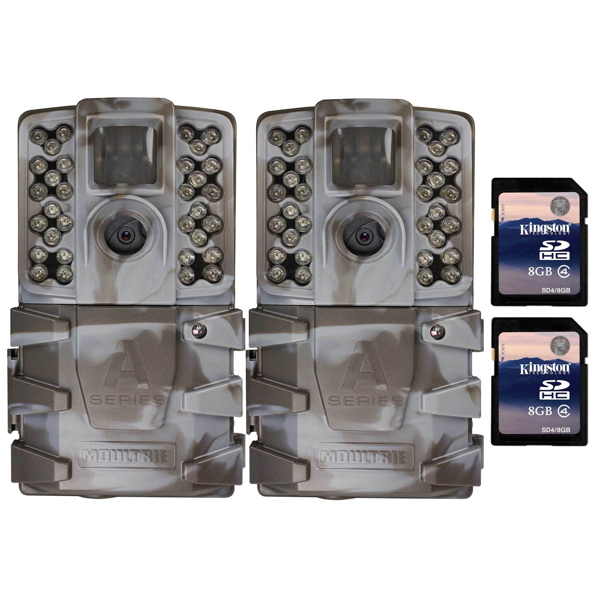 Moultrie A-35 14MP 60' Video LowGlow IR Game Trail Camera + 8GB SD Card (2 Each)