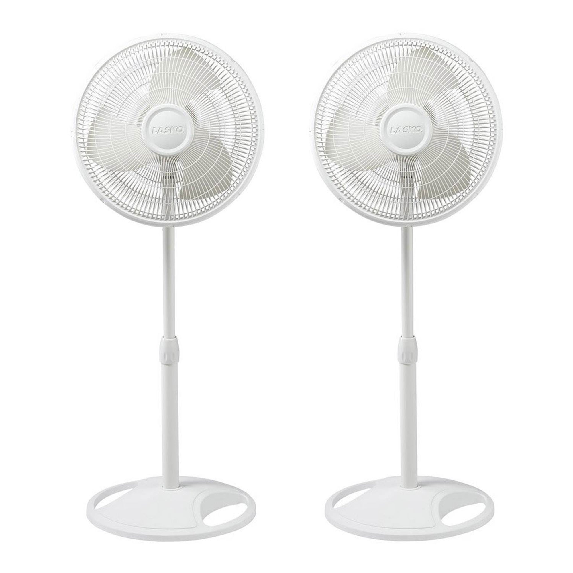 Lasko 16 Inch Oscillating Adjustable Tilting Pedestal Stand Fan, White (2 Pack) - VMInnovations