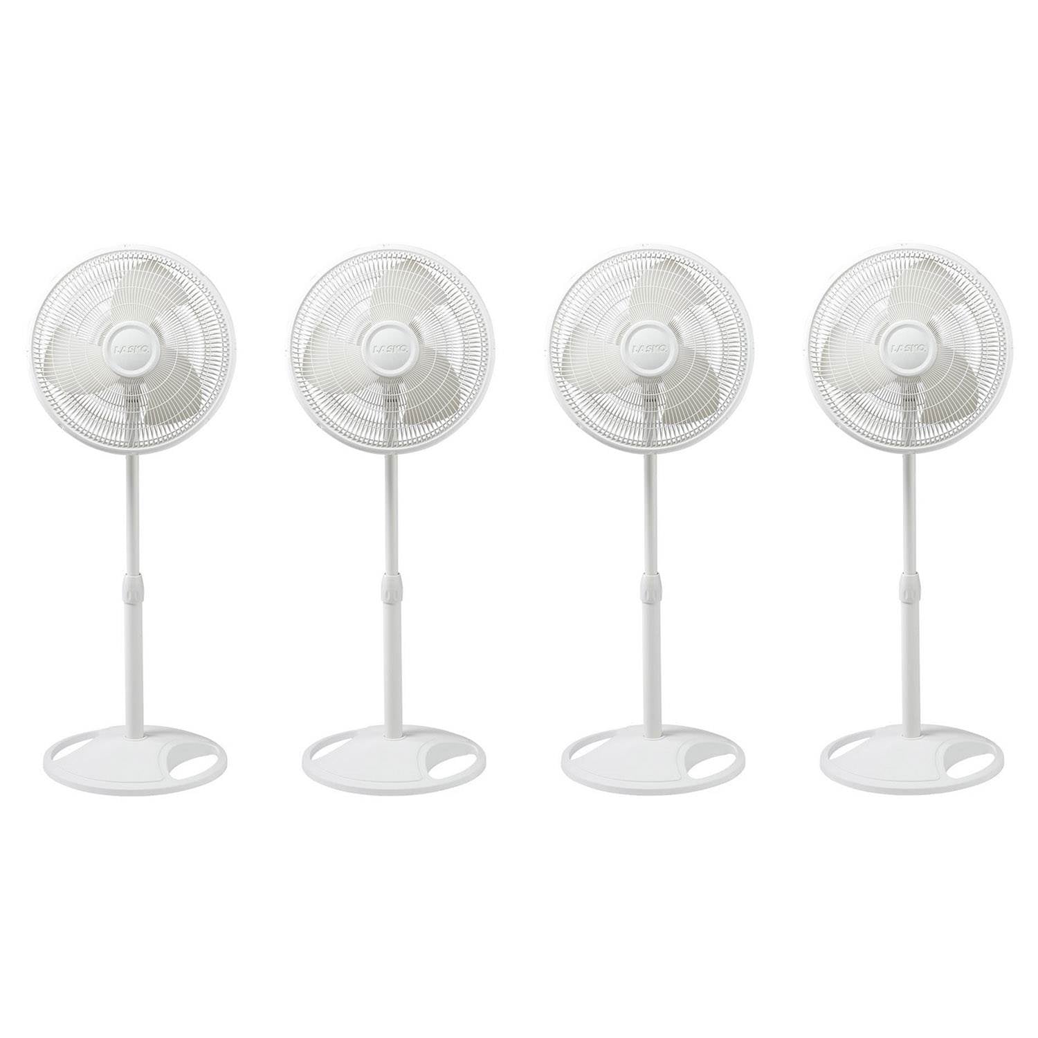 Lasko 16 Inch Oscillating Adjustable Tilting Pedestal Stand Fan, White (4 Pack)